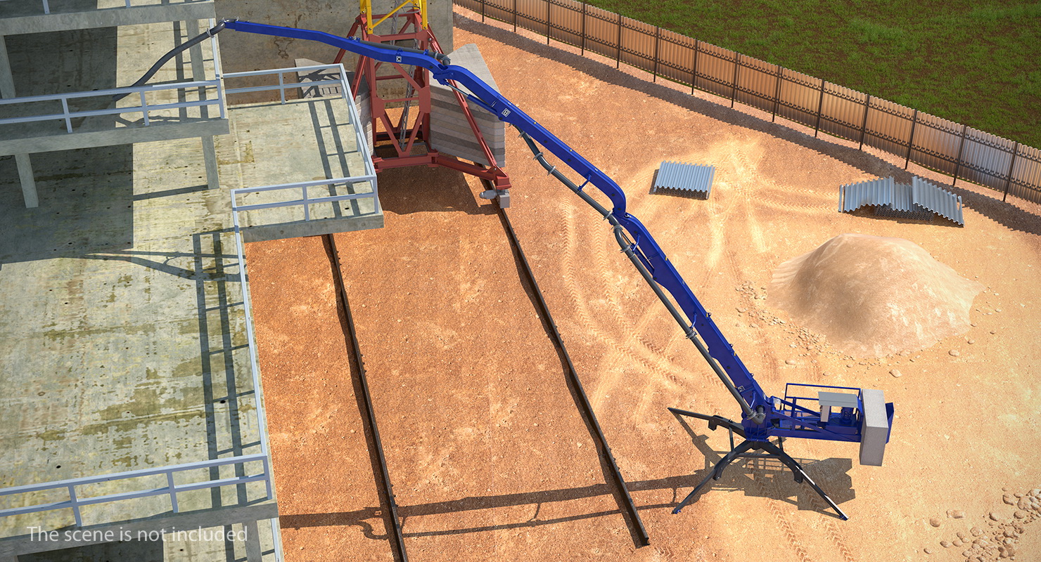 3D model Concrete Boom Pump Rigged