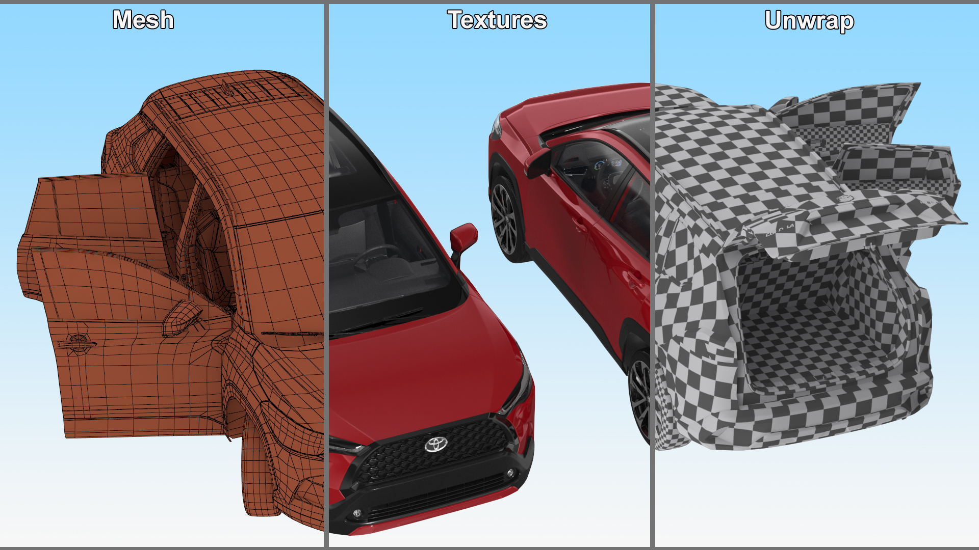 Toyota Corolla Cross 2023 Red Color Rigged 3D