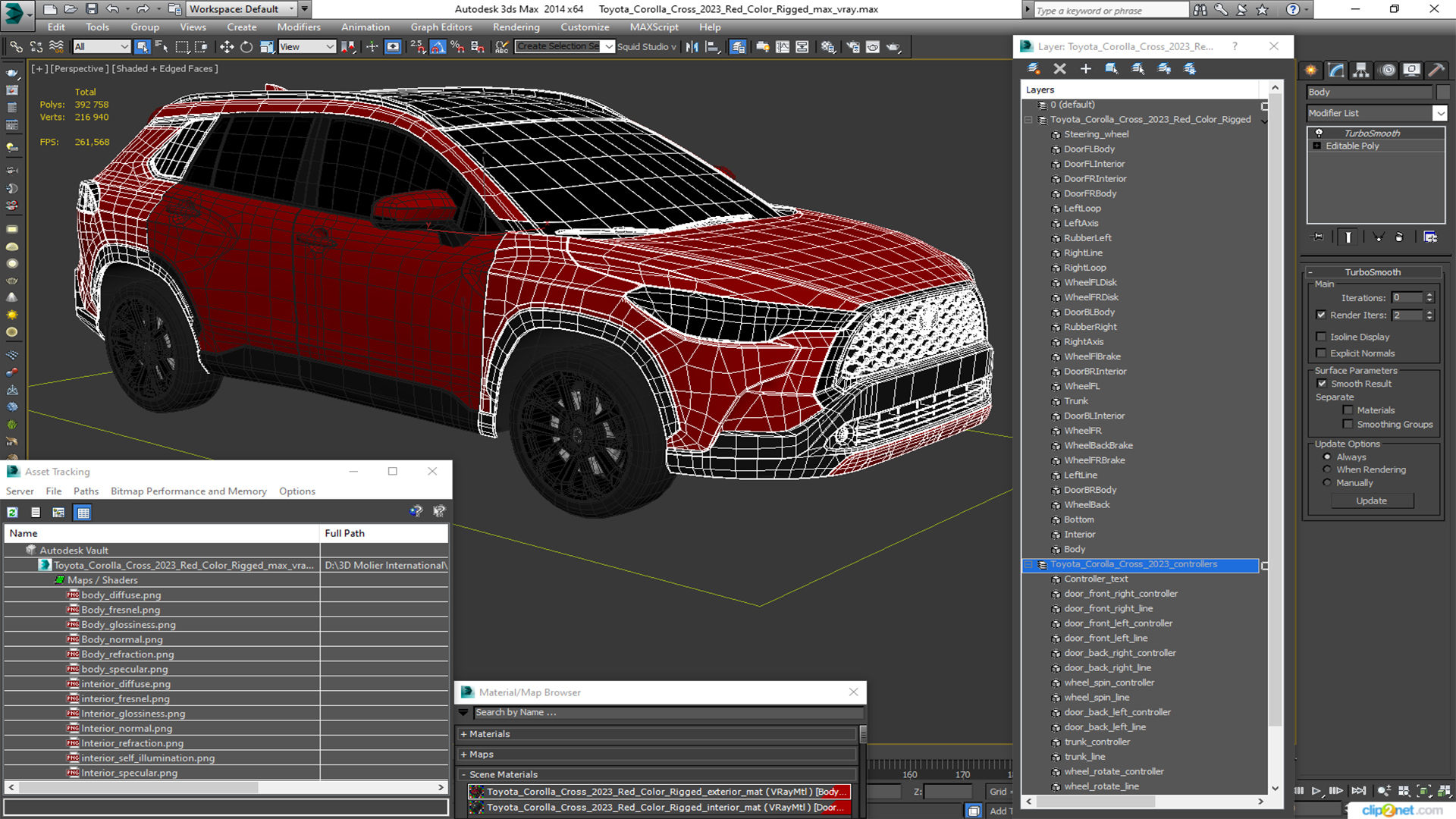 Toyota Corolla Cross 2023 Red Color Rigged 3D