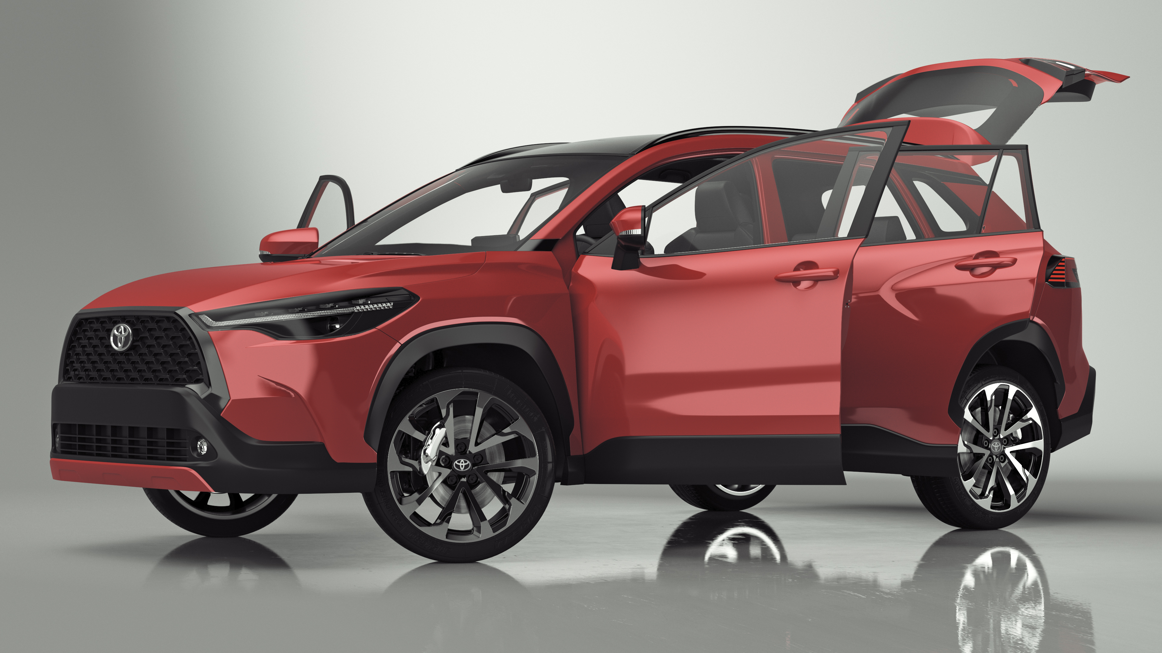 Toyota Corolla Cross 2023 Red Color Rigged 3D