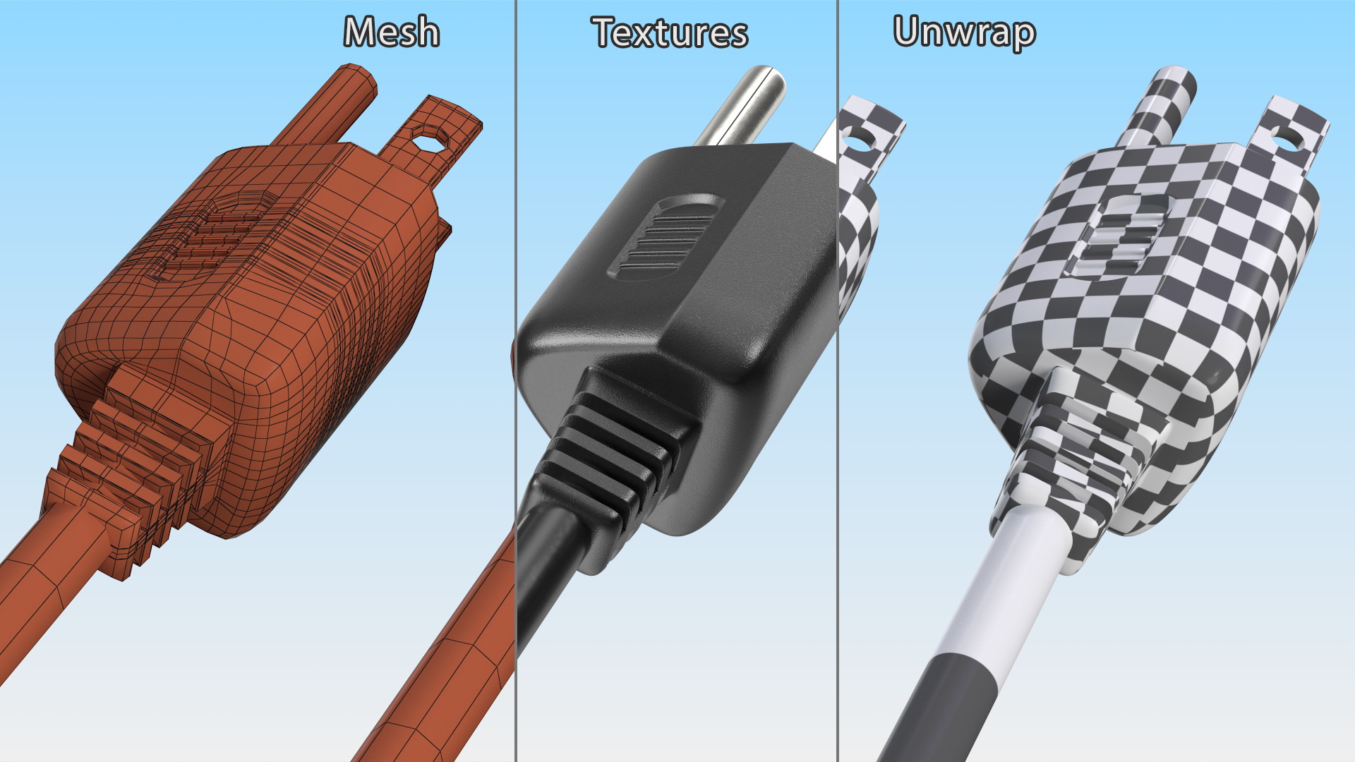 3D Electric Plug USA Type B Grounded model