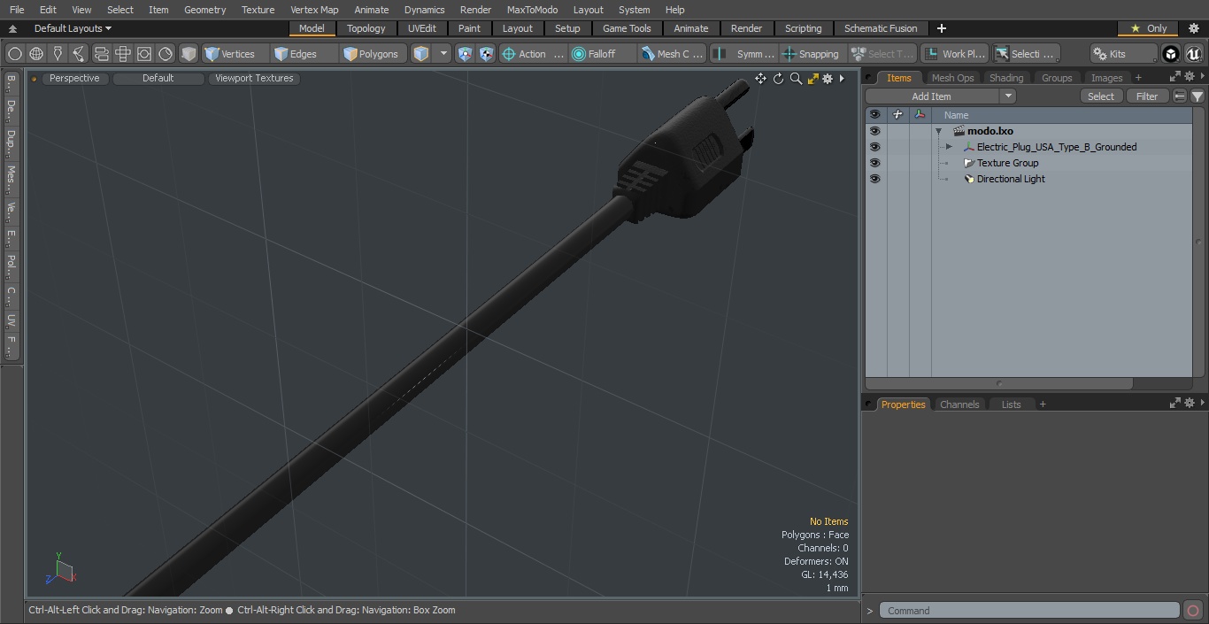 3D Electric Plug USA Type B Grounded model