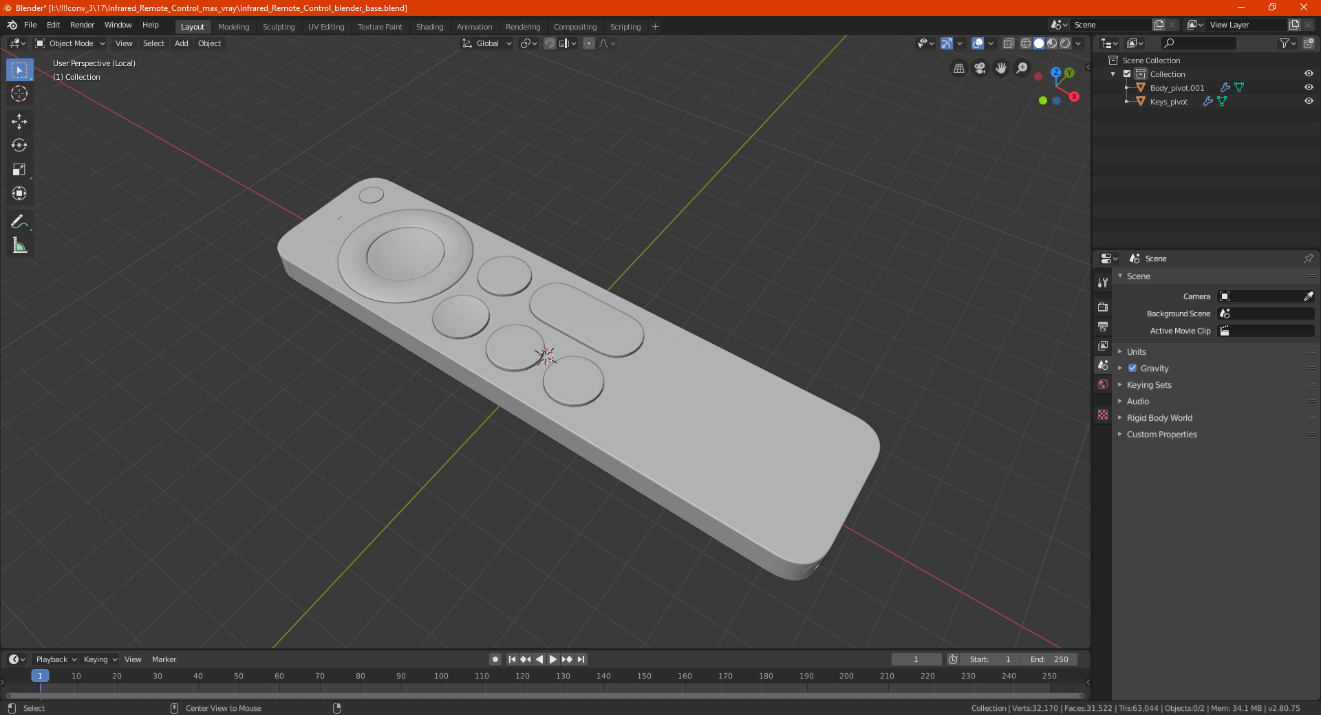 3D Infrared Remote Control model
