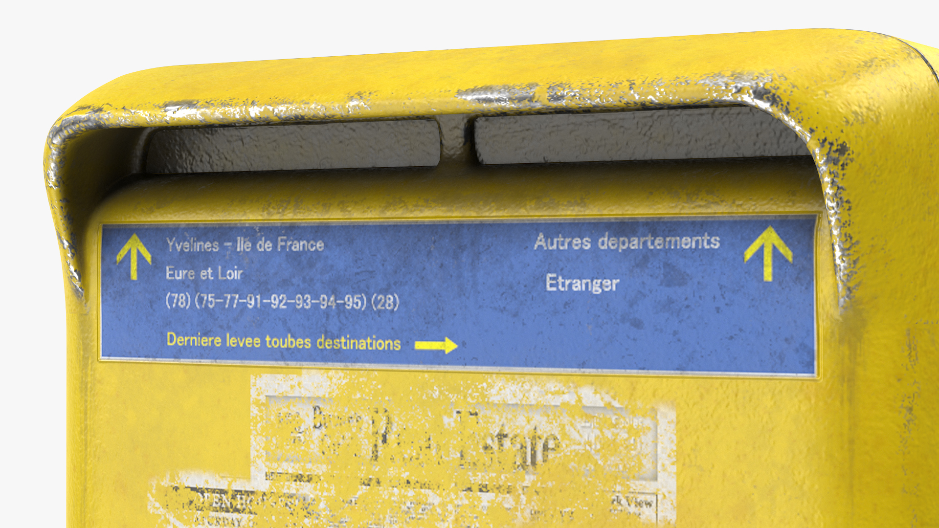 Vintage French Yellow Mailbox Post 3D model