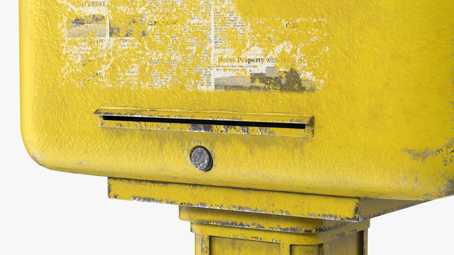 Vintage French Yellow Mailbox Post 3D model