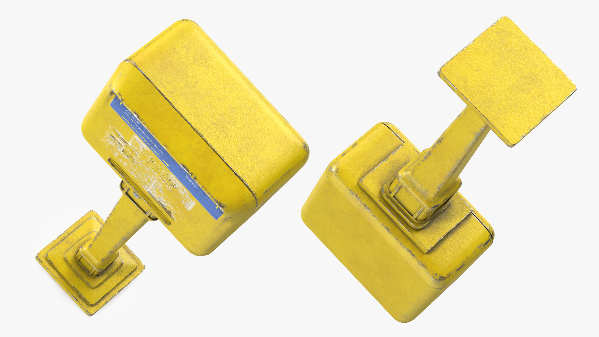 Vintage French Yellow Mailbox Post 3D model