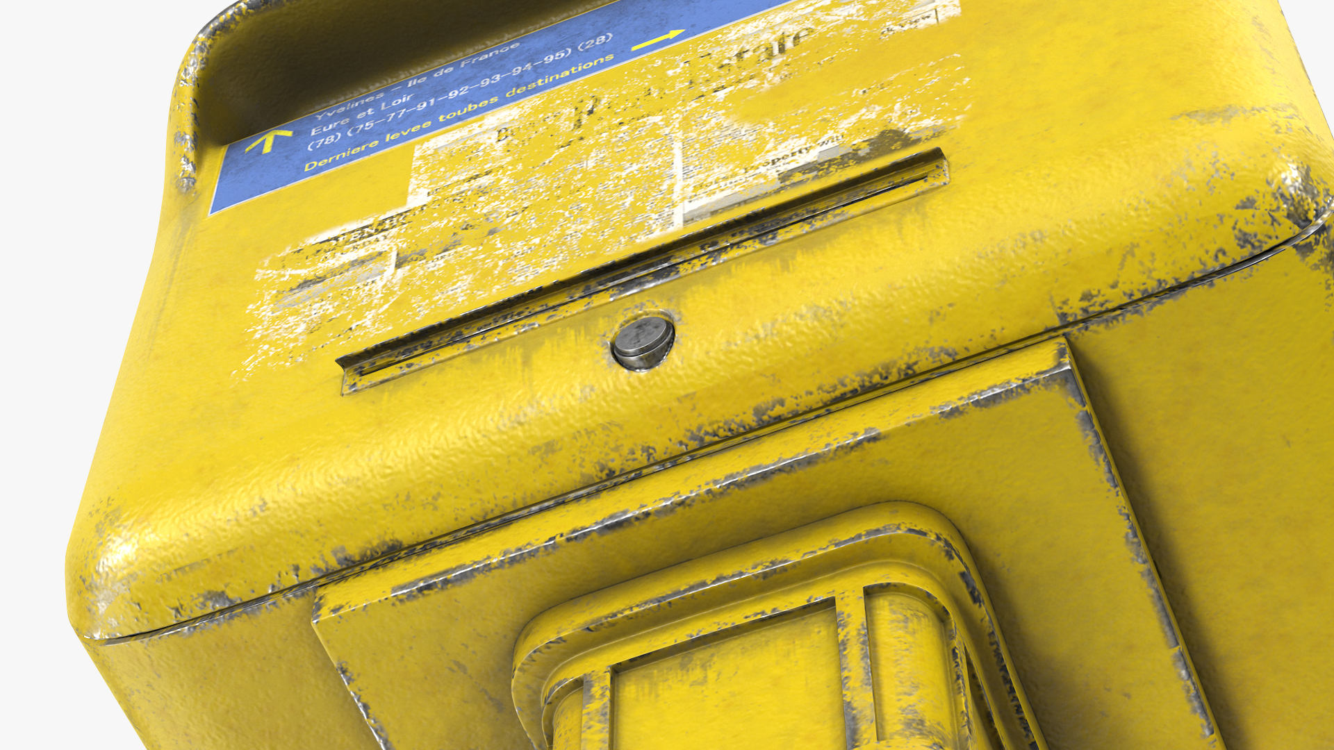 Vintage French Yellow Mailbox Post 3D model