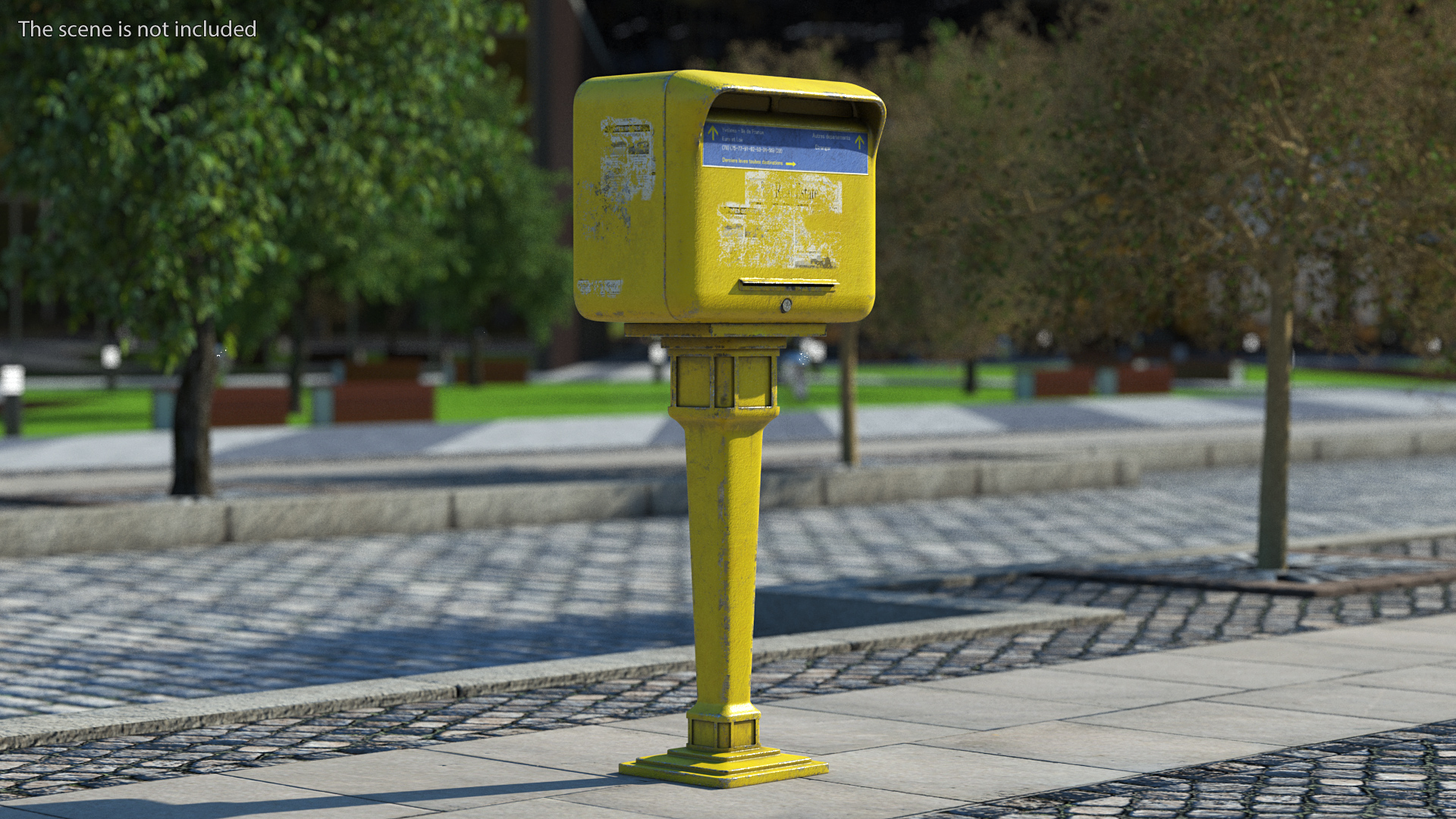 Vintage French Yellow Mailbox Post 3D model