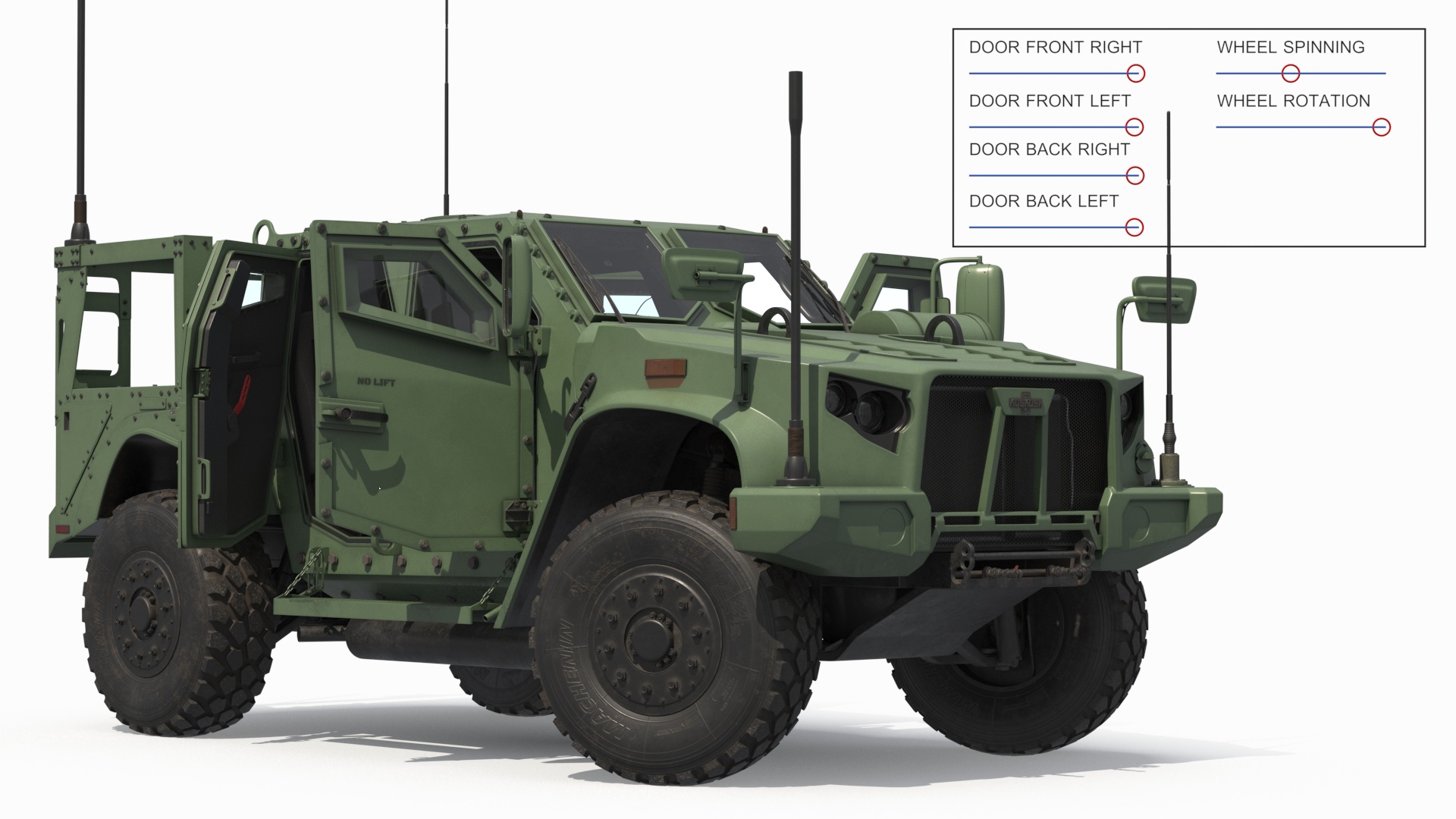 Military Truck Oshkosh L-ATV Green Rigged - view 3