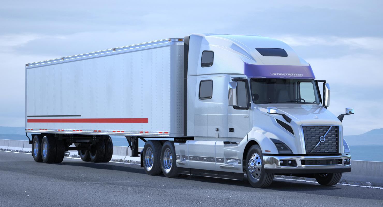 Volvo VNL 860 Truck 2018 with Trailer Rigged 3D model