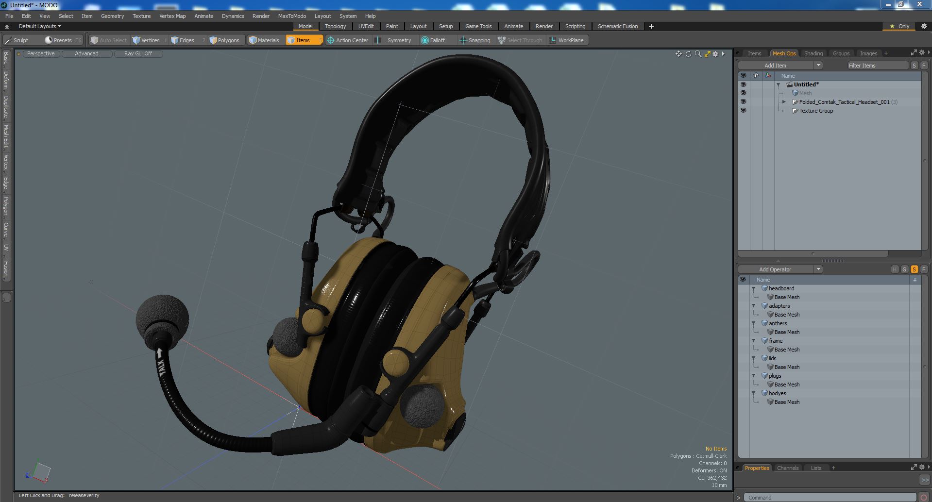 3D model Folded Comtak Tactical Headset