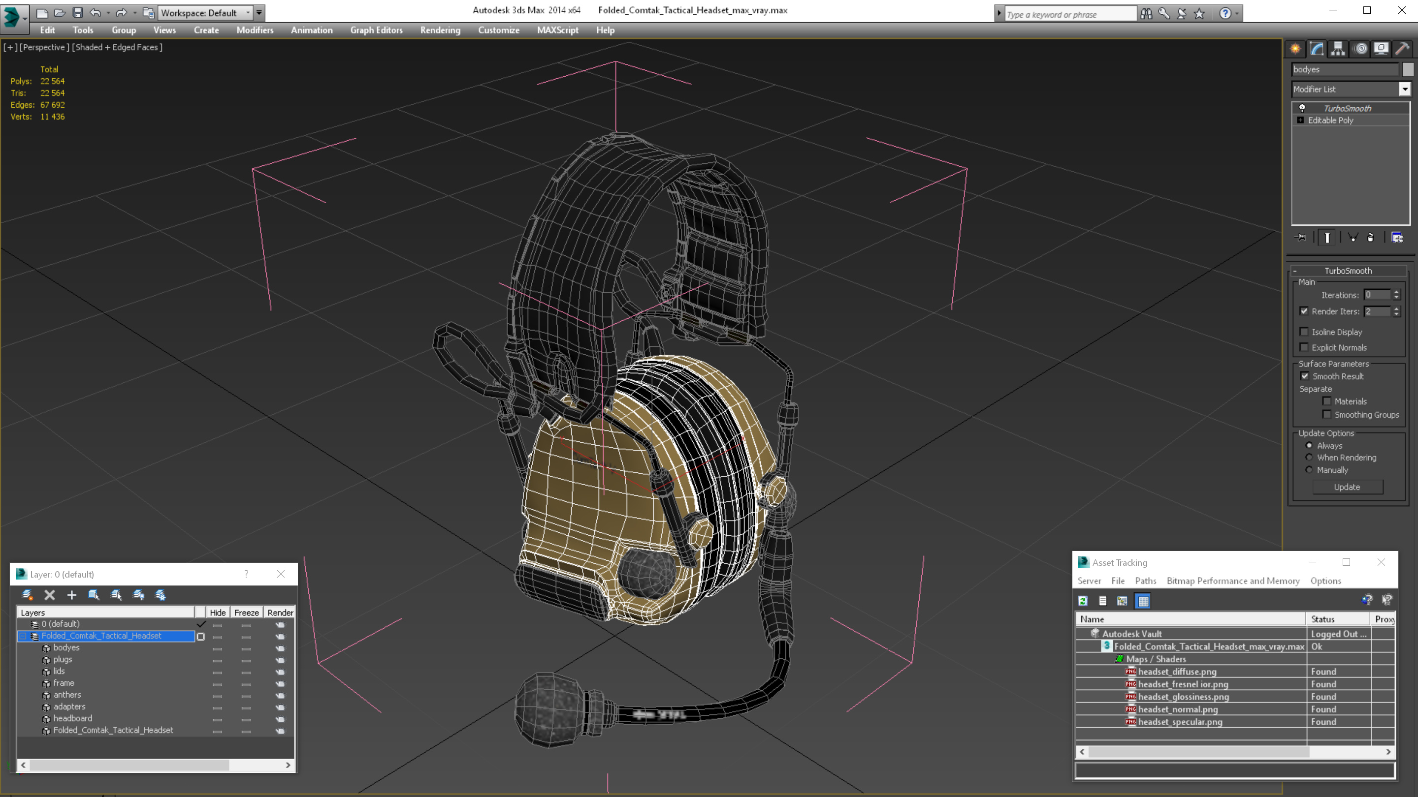 3D model Folded Comtak Tactical Headset