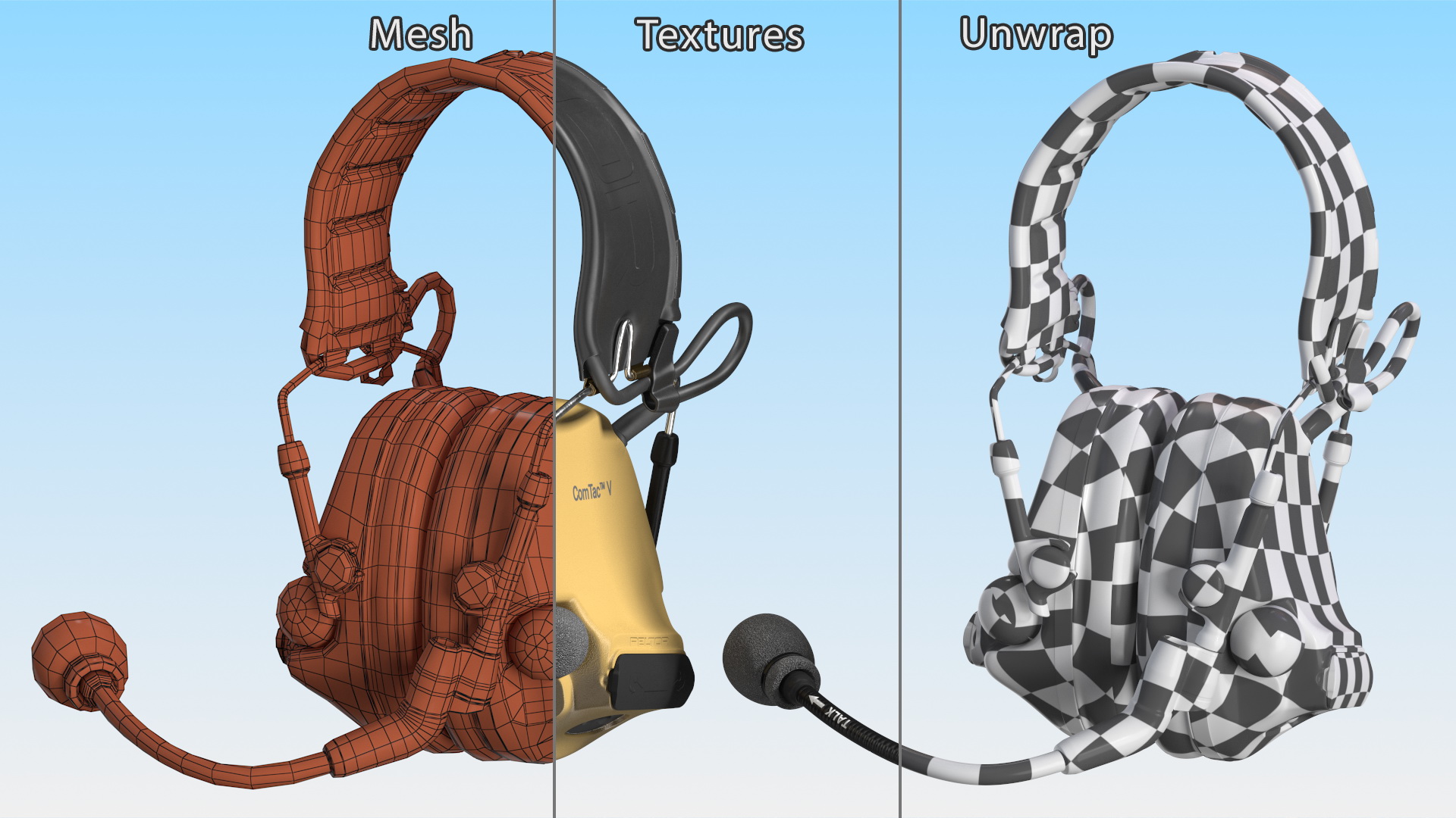 3D model Folded Comtak Tactical Headset