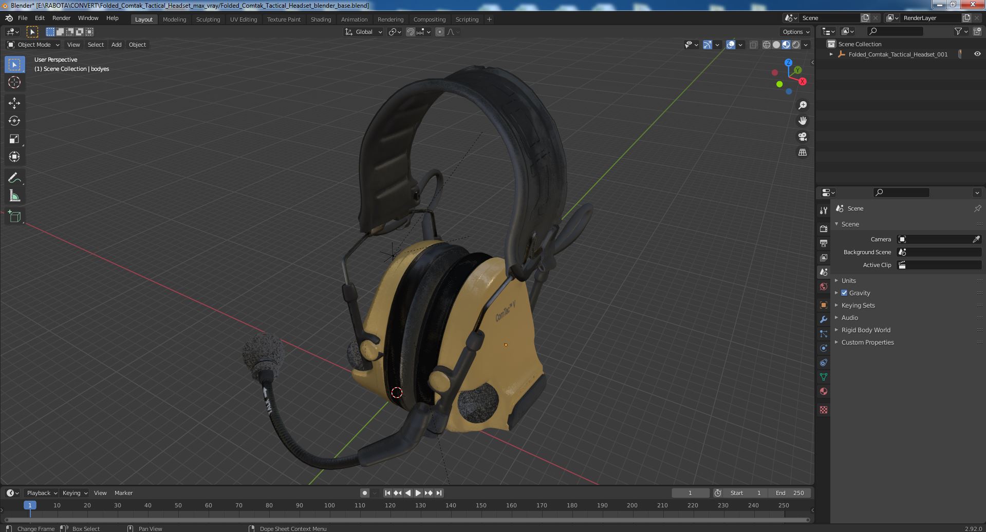 3D model Folded Comtak Tactical Headset