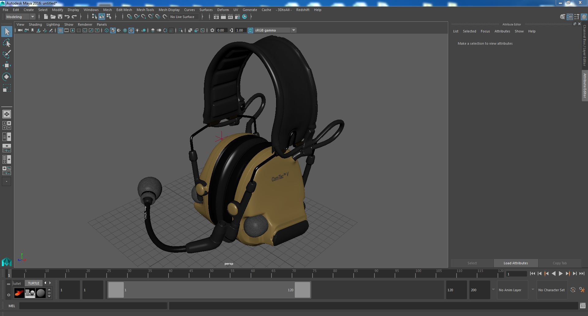 3D model Folded Comtak Tactical Headset