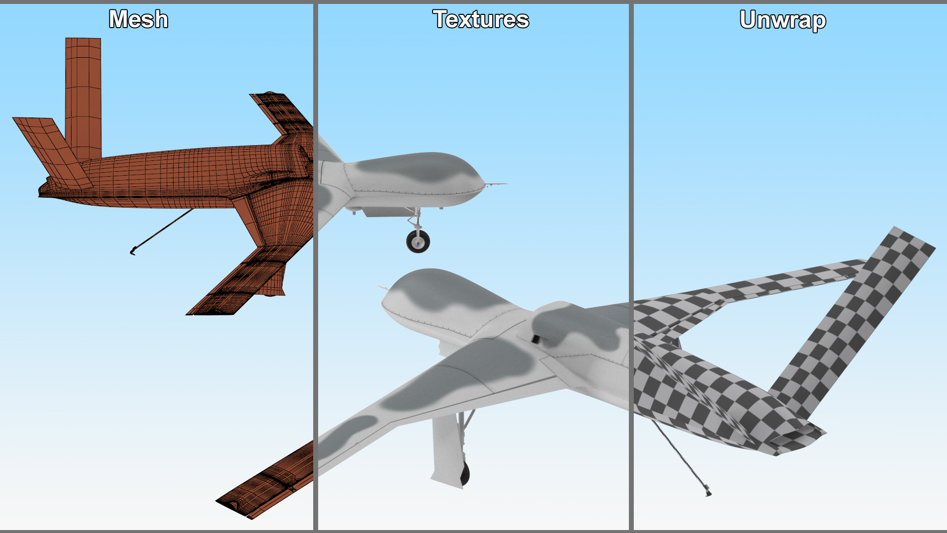 3D model General Atomics Avenger Drone Rigged for Cinema 4D