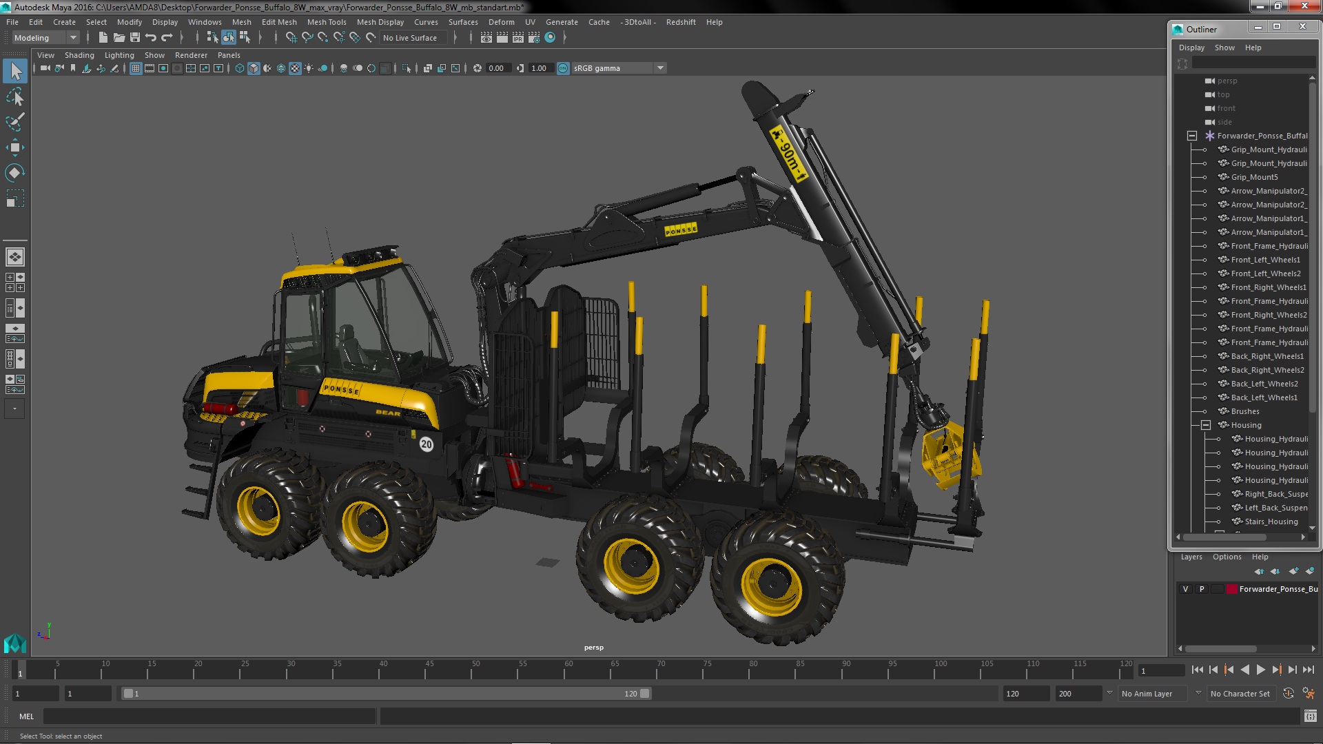 Forwarder Ponsse Buffalo 8W 3D