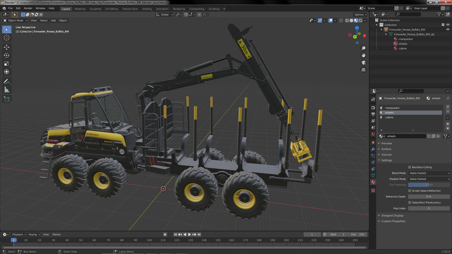 Forwarder Ponsse Buffalo 8W 3D