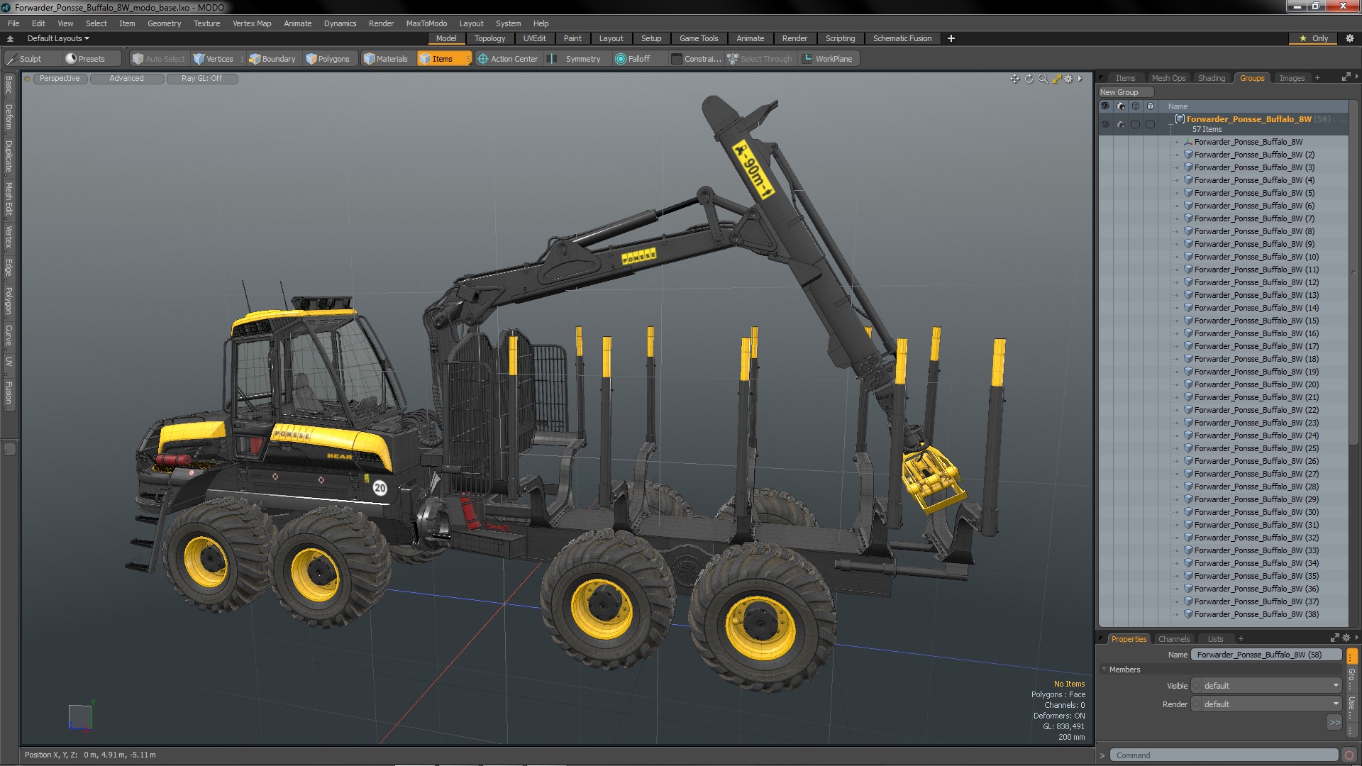 Forwarder Ponsse Buffalo 8W 3D