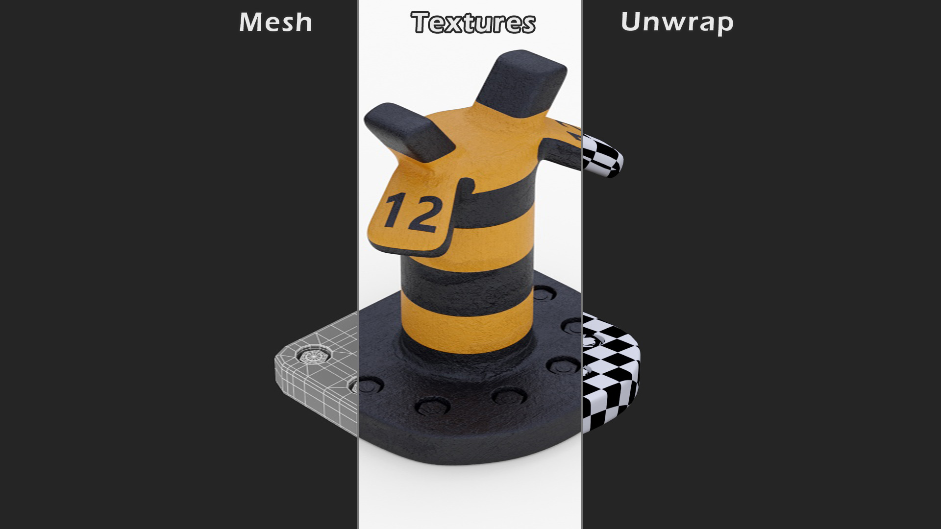 3D Mooring Bollard Stripes model
