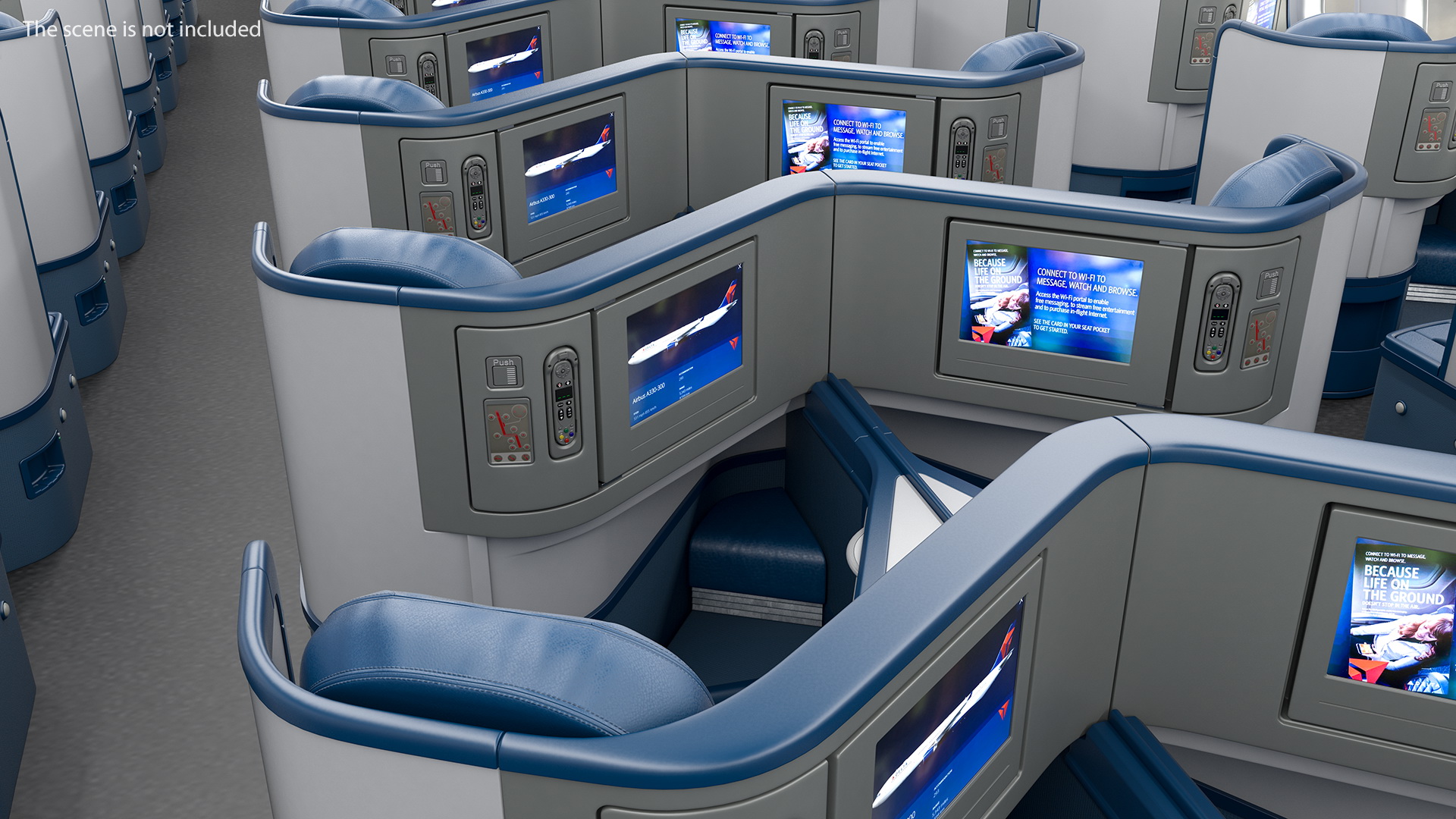 3D model Delta Air Lines Airbus A330-300 Business Class Seats Central