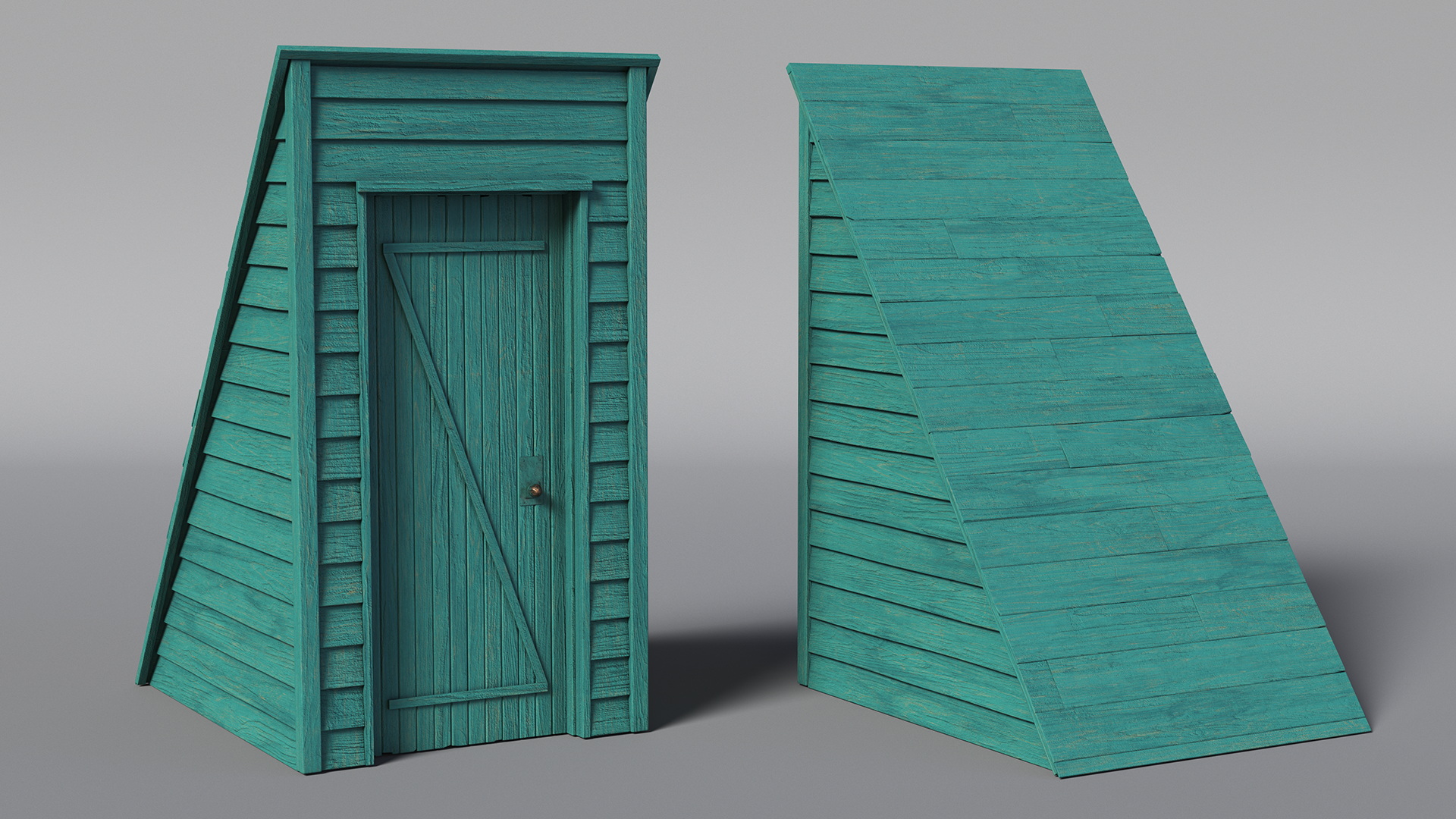 3D Vintage Sloped Style Rooftop Entrance Green model