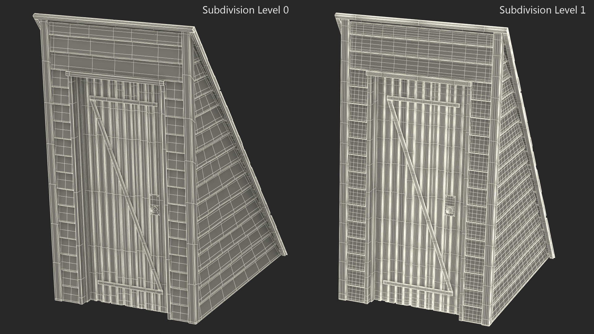 3D Vintage Sloped Style Rooftop Entrance Green model