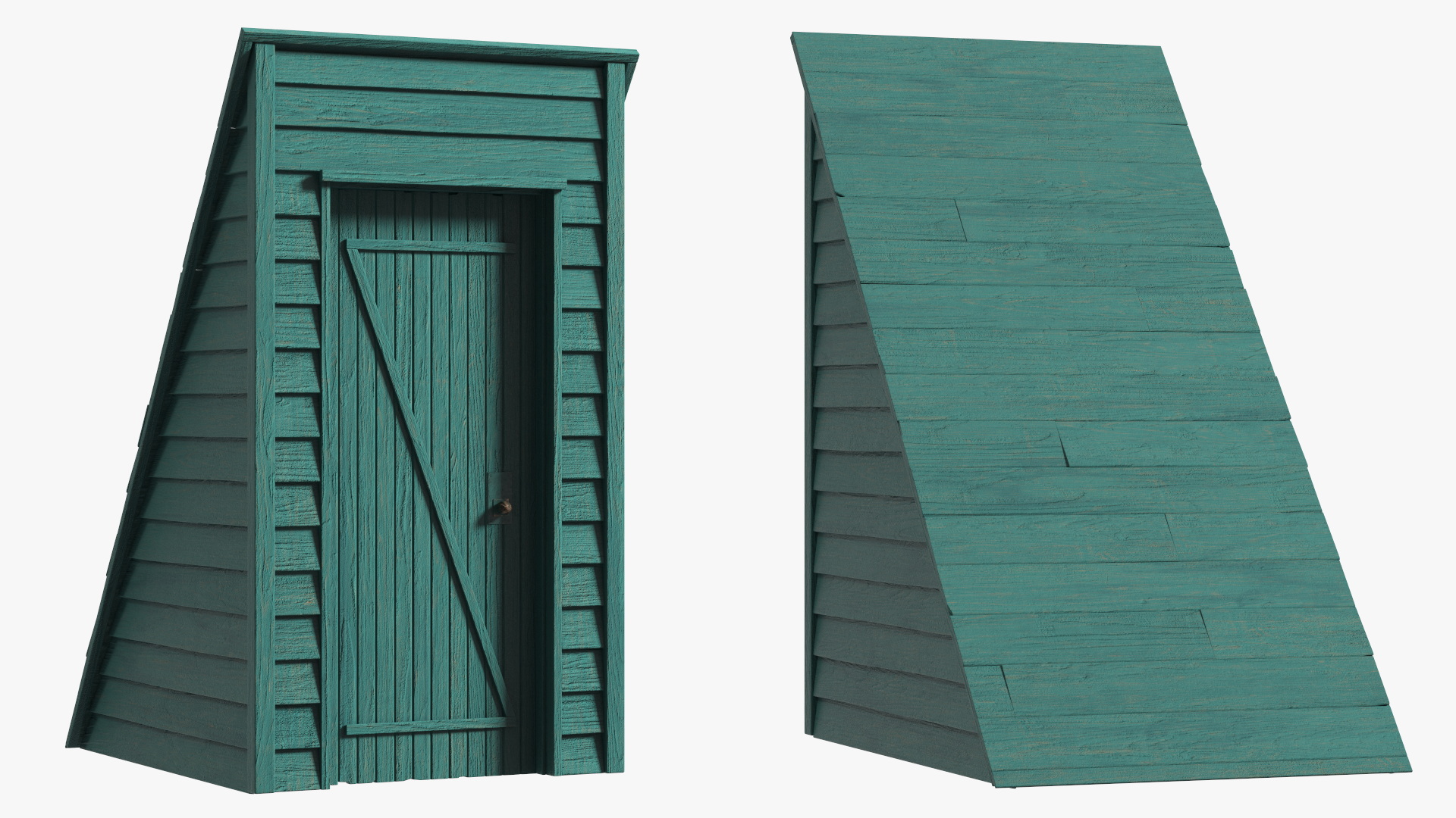 3D Vintage Sloped Style Rooftop Entrance Green model