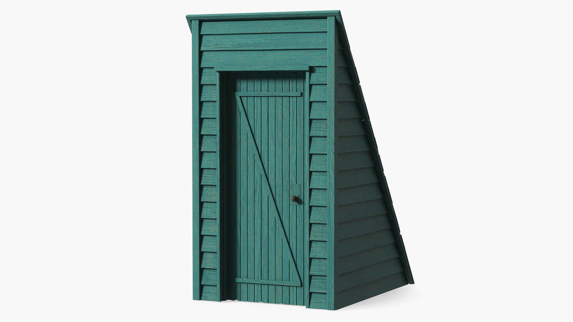 3D Vintage Sloped Style Rooftop Entrance Green model