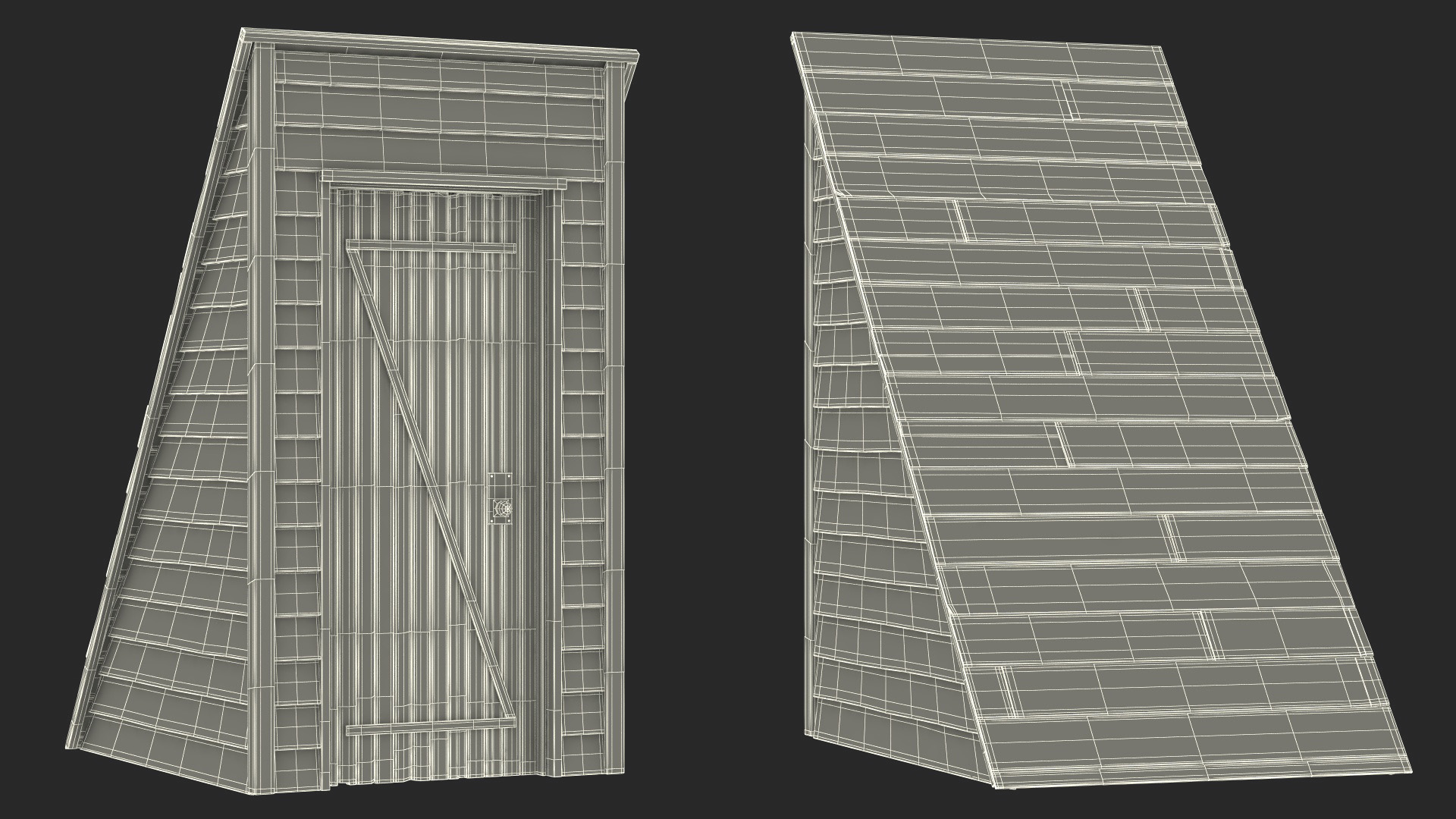 3D Vintage Sloped Style Rooftop Entrance Green model