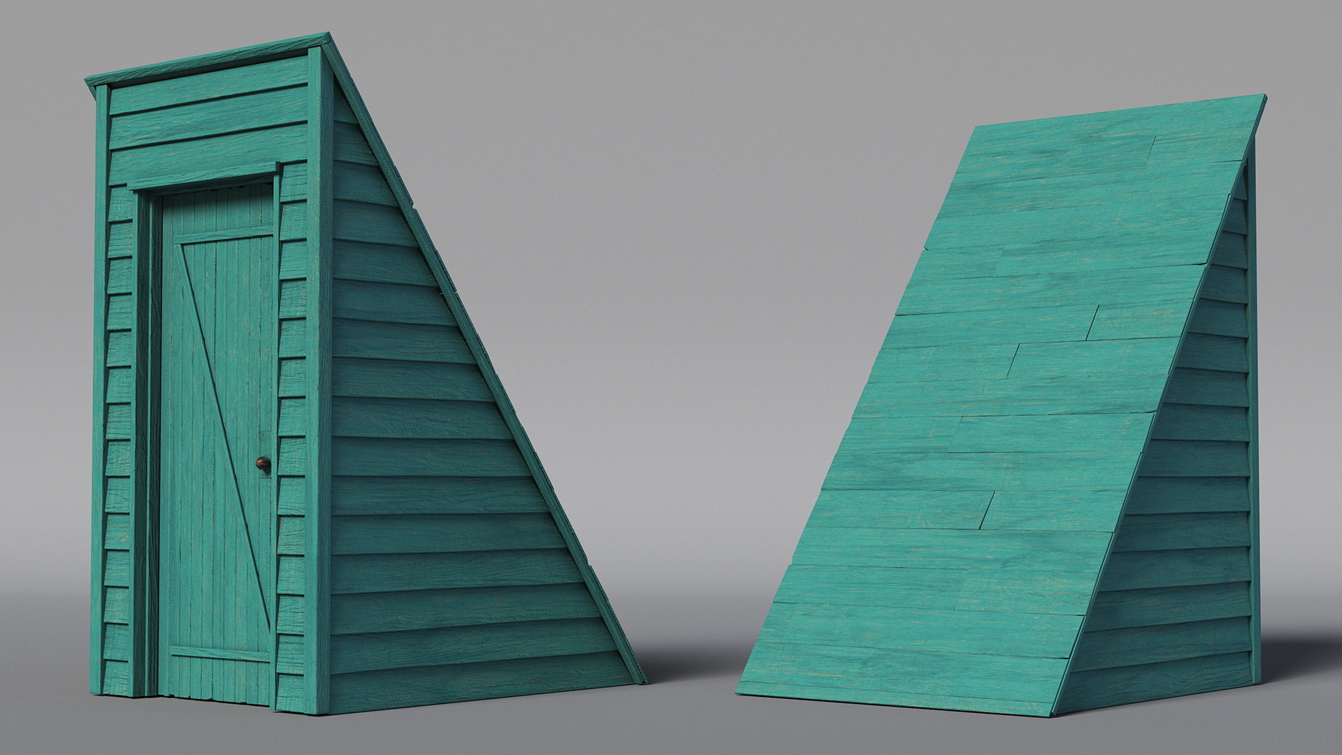 3D Vintage Sloped Style Rooftop Entrance Green model