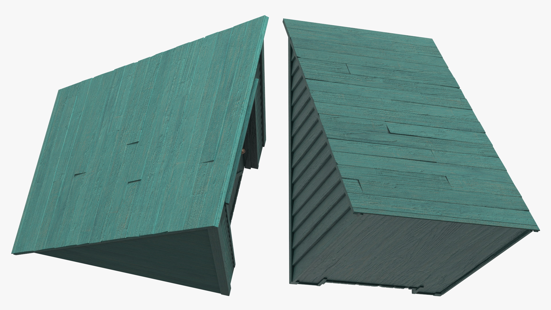 3D Vintage Sloped Style Rooftop Entrance Green model