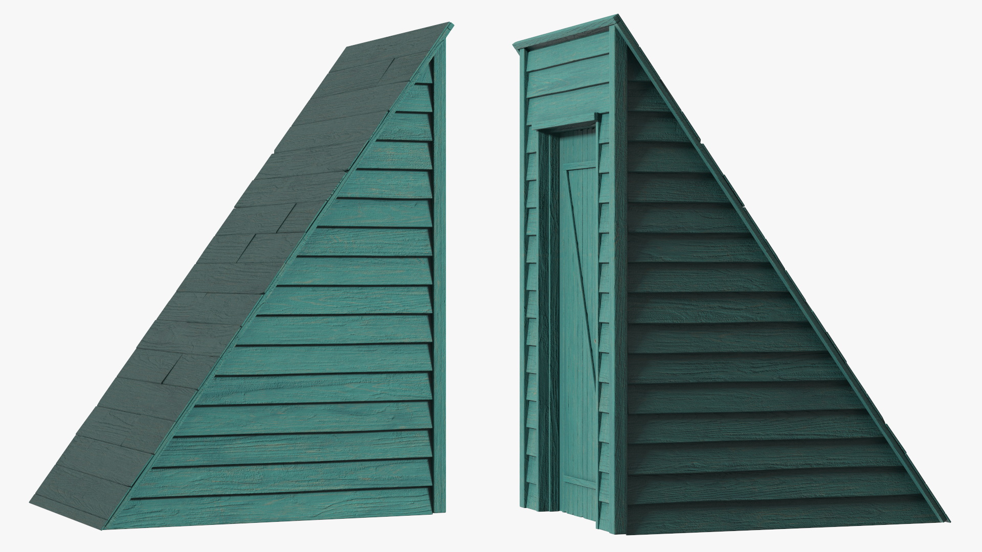 3D Vintage Sloped Style Rooftop Entrance Green model