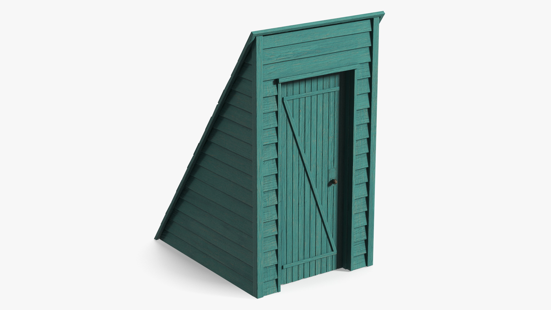 3D Vintage Sloped Style Rooftop Entrance Green model