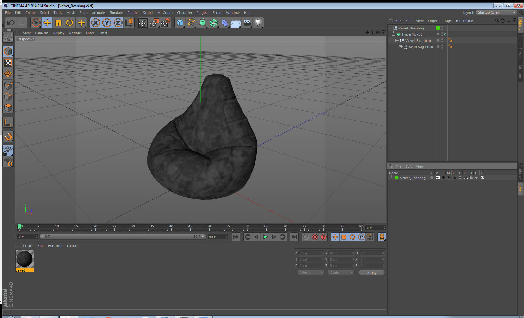 Velvet Beanbag 3D model