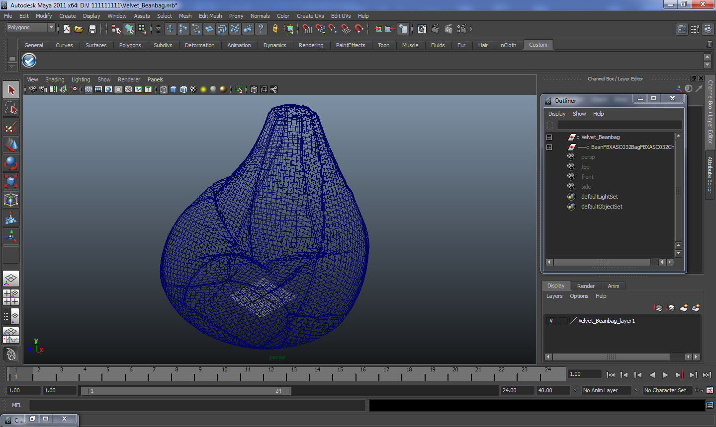 Velvet Beanbag 3D model