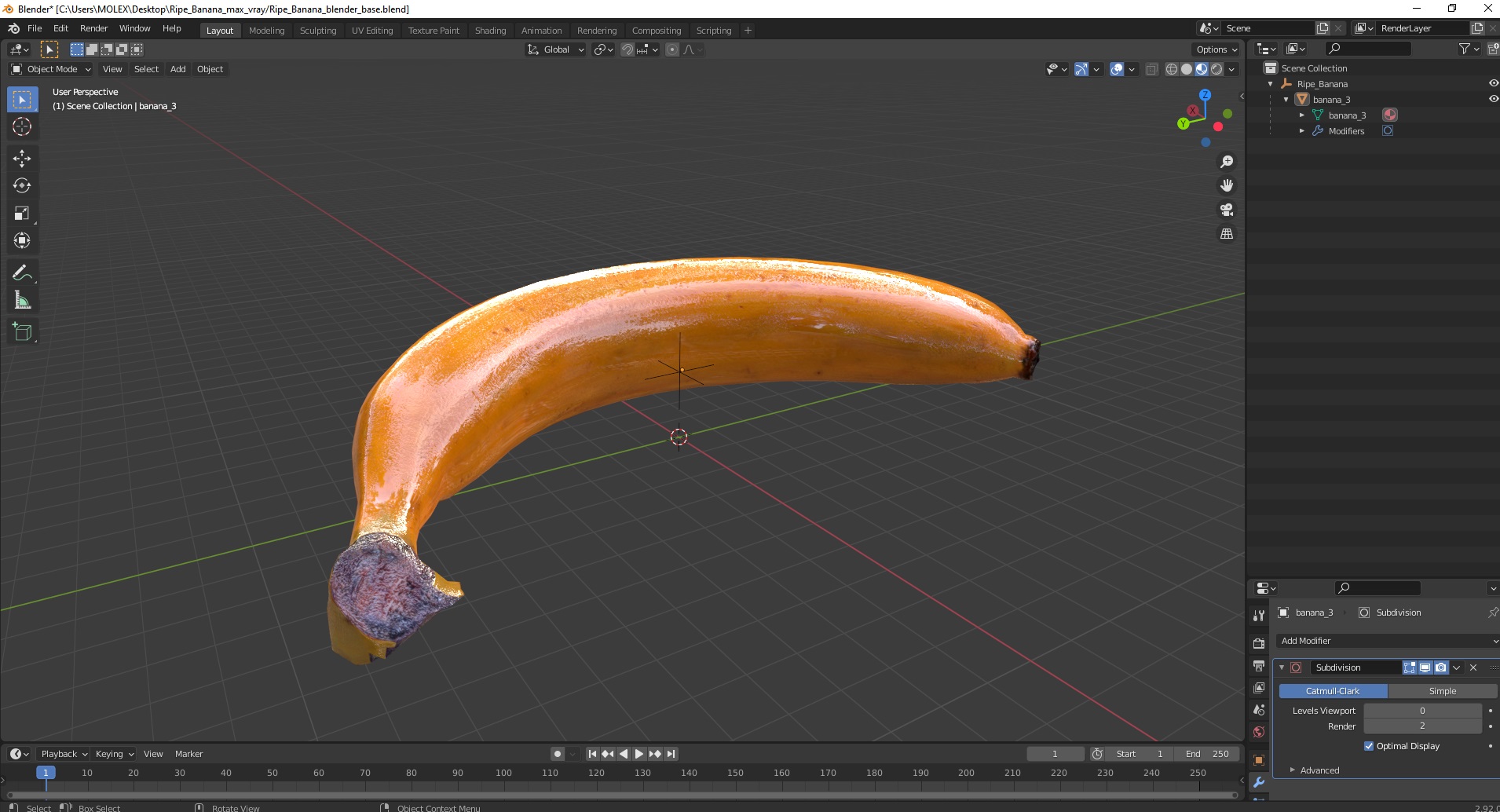 3D Ripe Banana