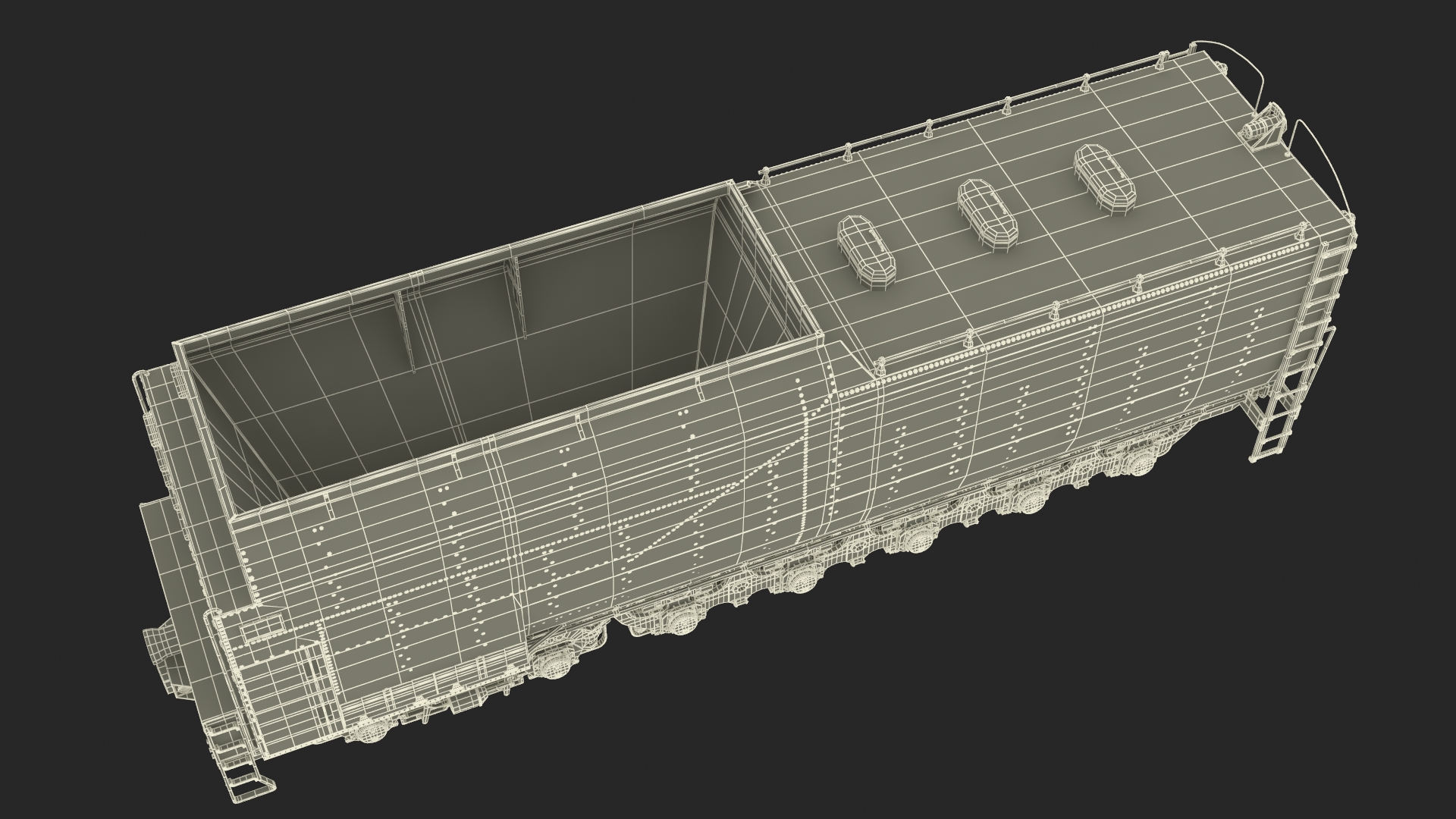 3D model Locomotive Big Boy with Trailed Tender Rigged
