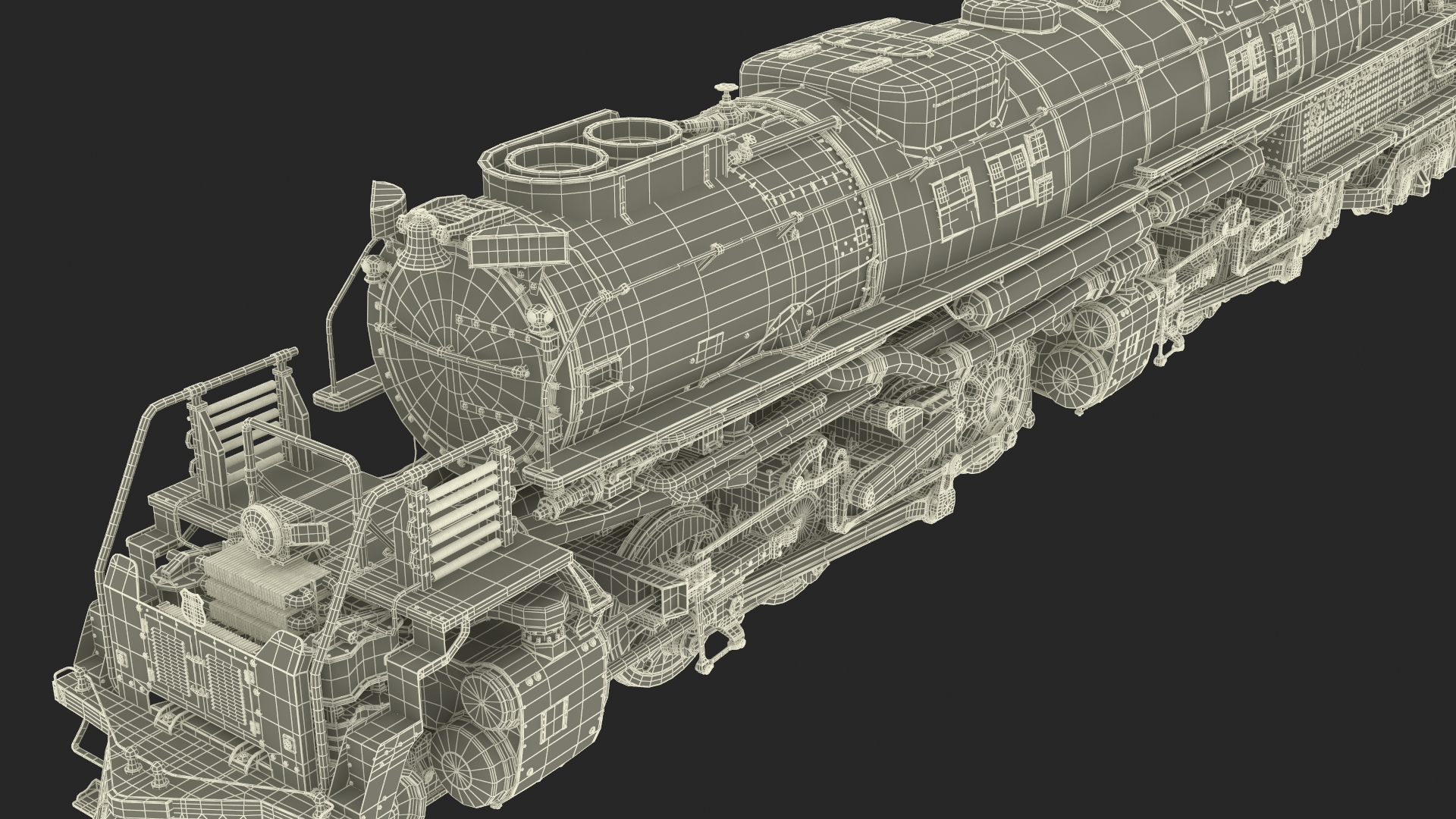 3D model Locomotive Big Boy with Trailed Tender Rigged
