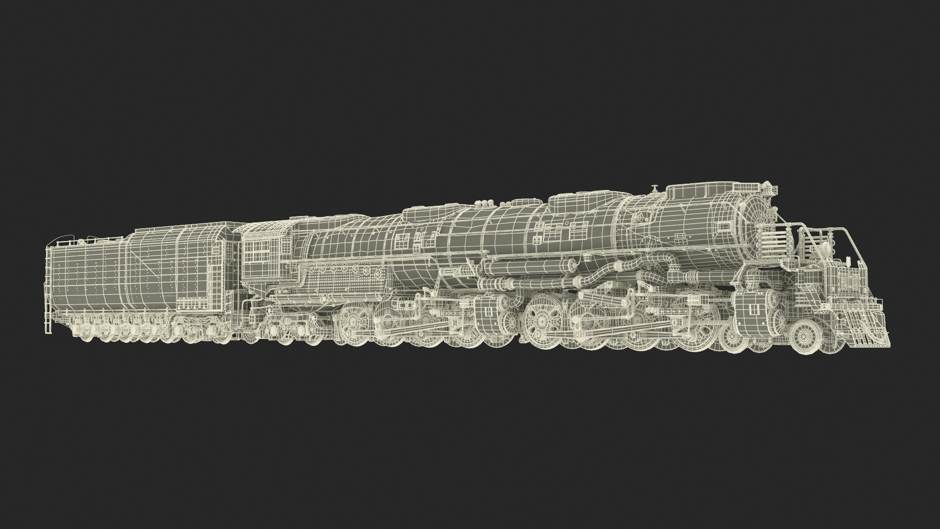 3D model Locomotive Big Boy with Trailed Tender Rigged