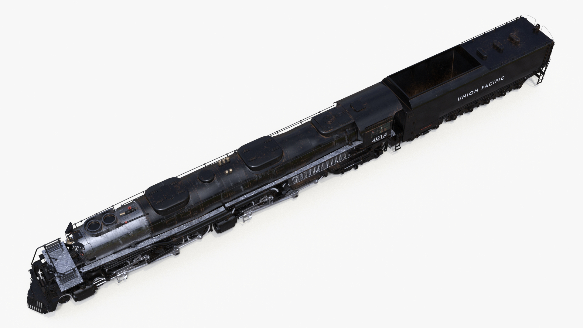 3D model Locomotive Big Boy with Trailed Tender Rigged