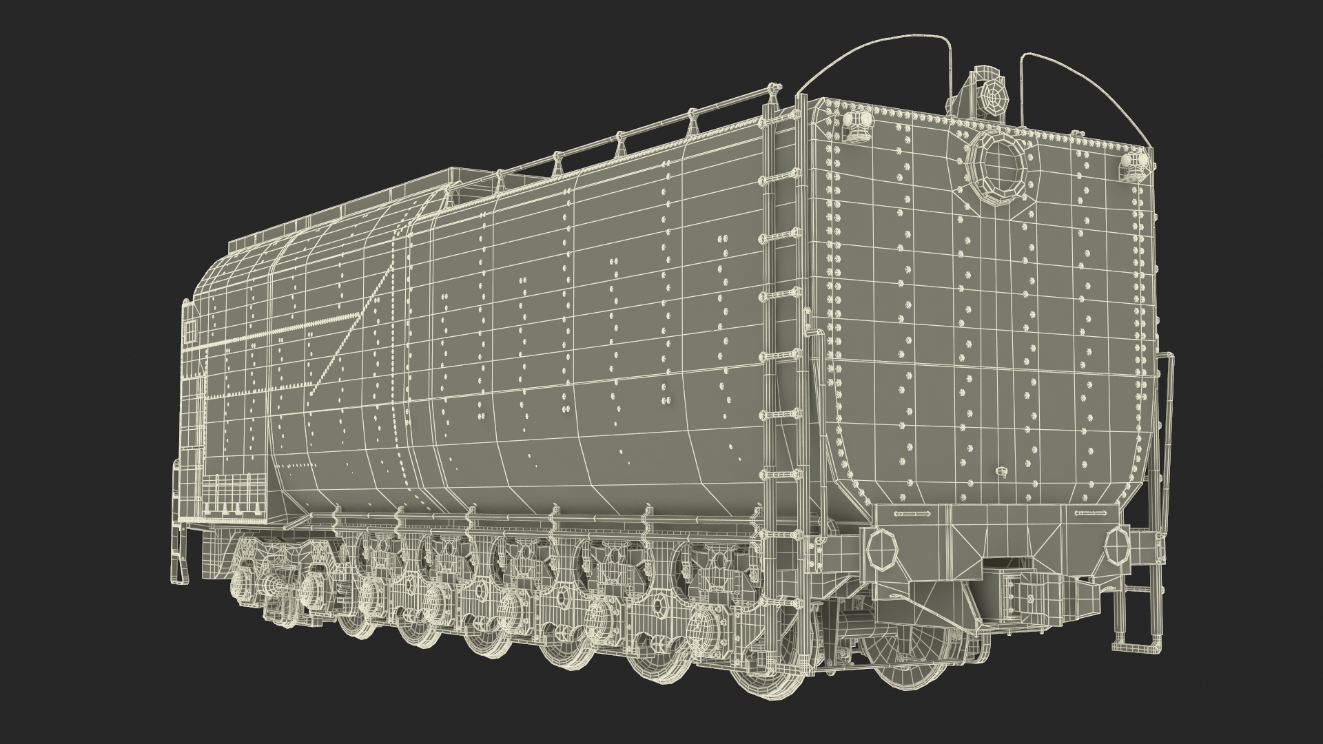 3D model Locomotive Big Boy with Trailed Tender Rigged