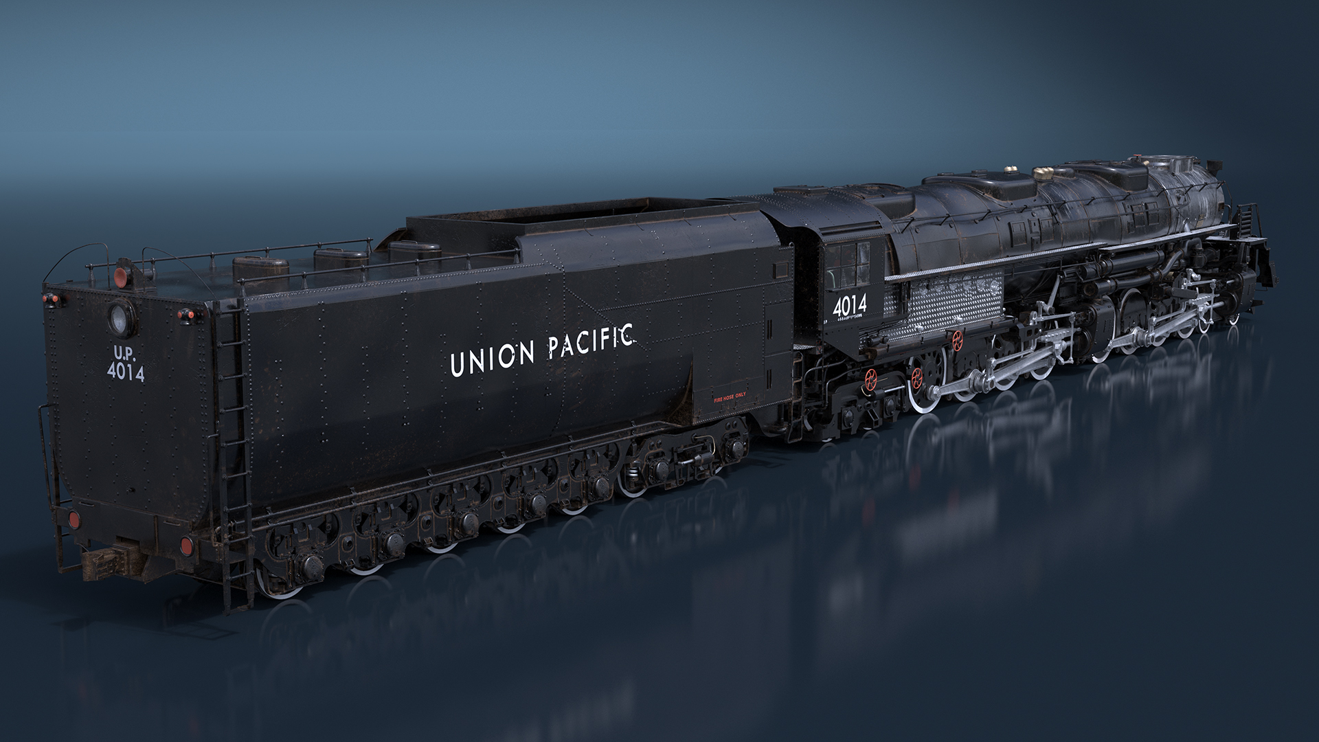 3D model Locomotive Big Boy with Trailed Tender Rigged