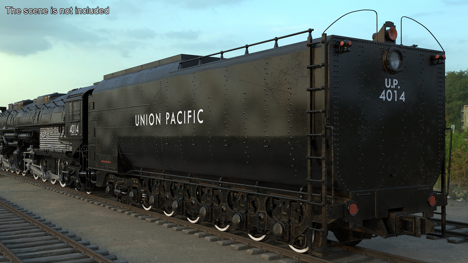 3D model Locomotive Big Boy with Trailed Tender Rigged