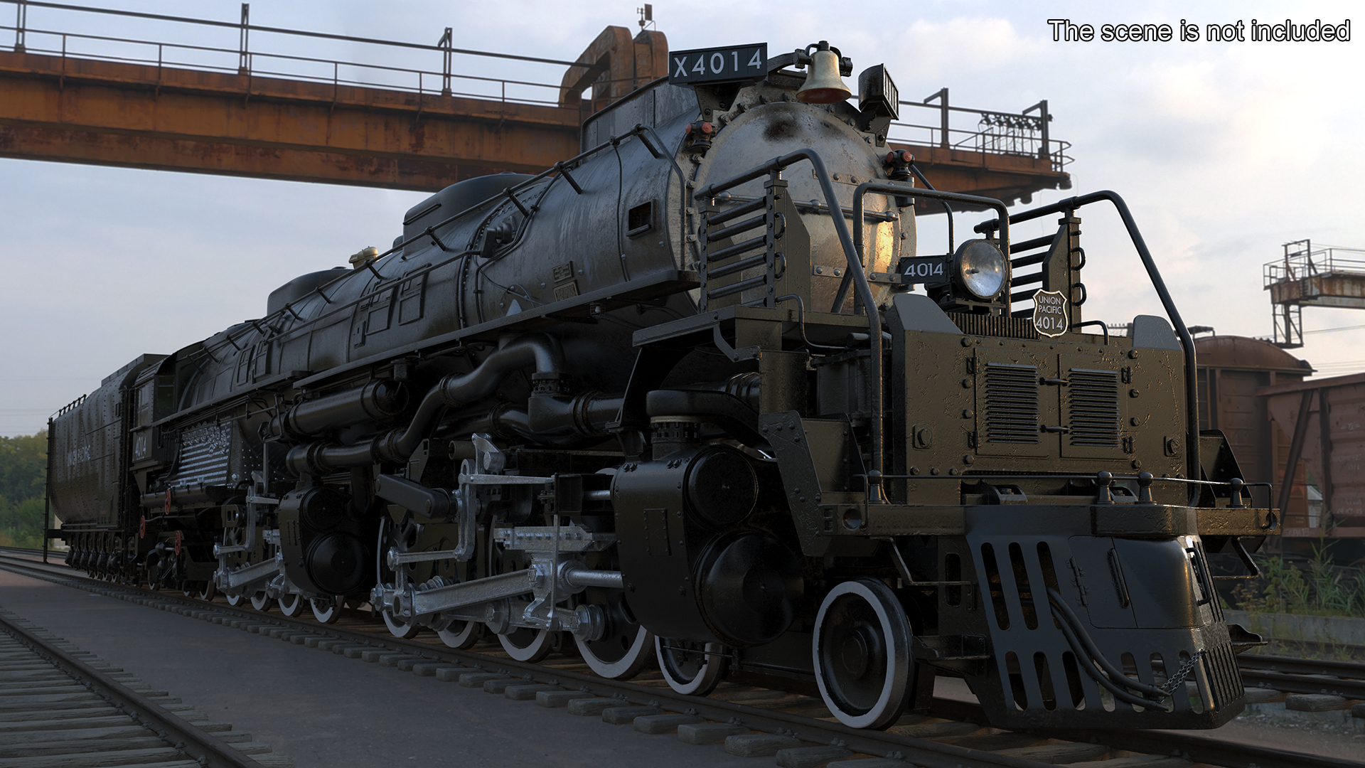 3D model Locomotive Big Boy with Trailed Tender Rigged