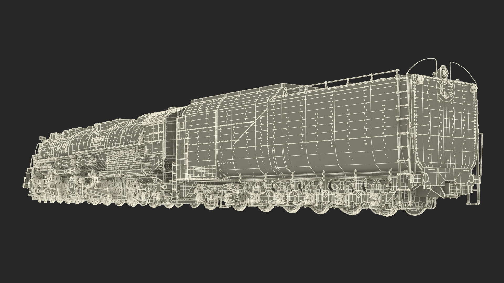 3D model Locomotive Big Boy with Trailed Tender Rigged