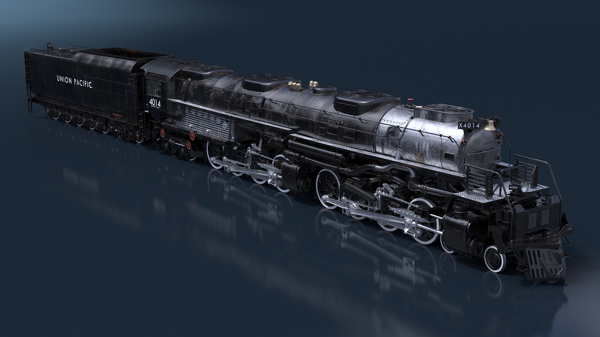 3D model Locomotive Big Boy with Trailed Tender Rigged