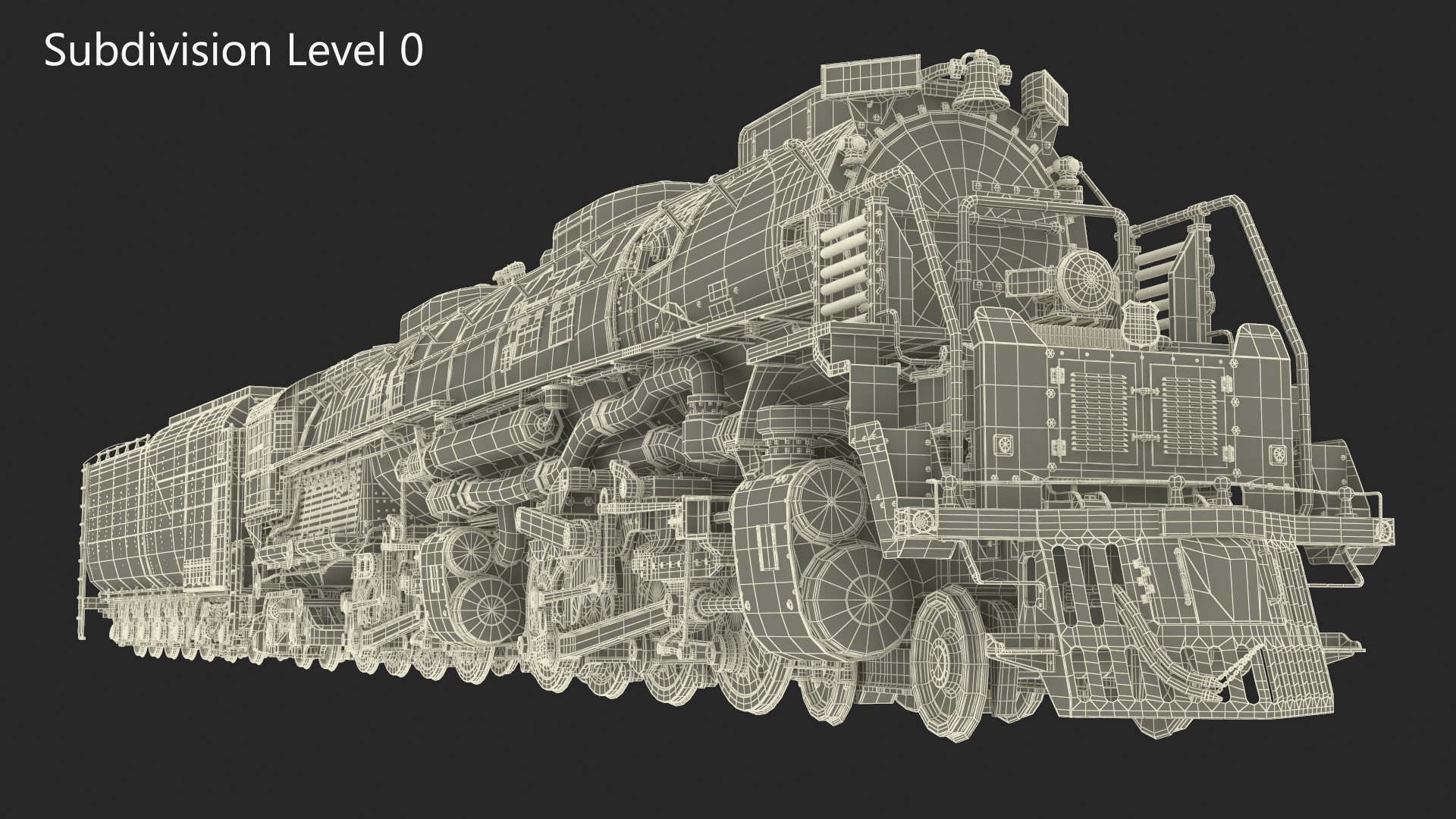 3D model Locomotive Big Boy with Trailed Tender Rigged