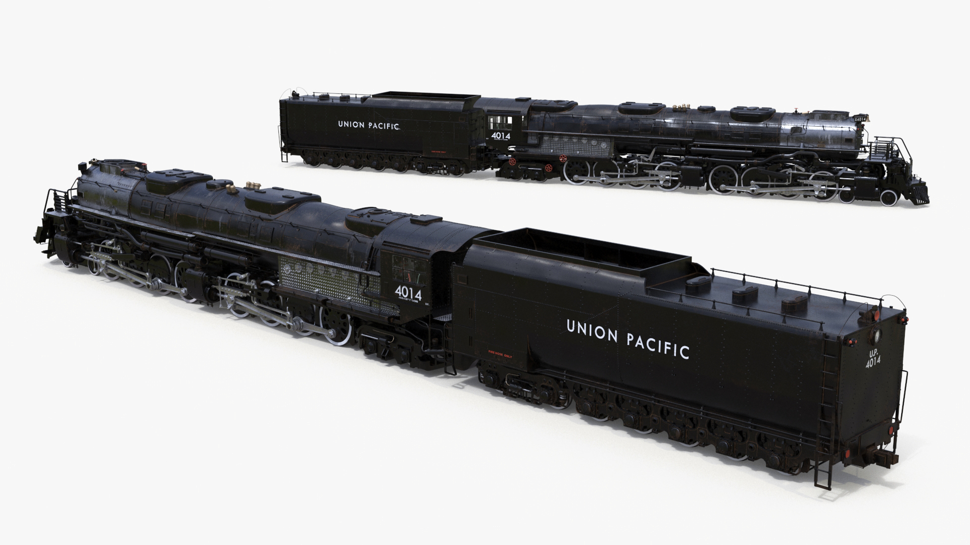 3D model Locomotive Big Boy with Trailed Tender Rigged