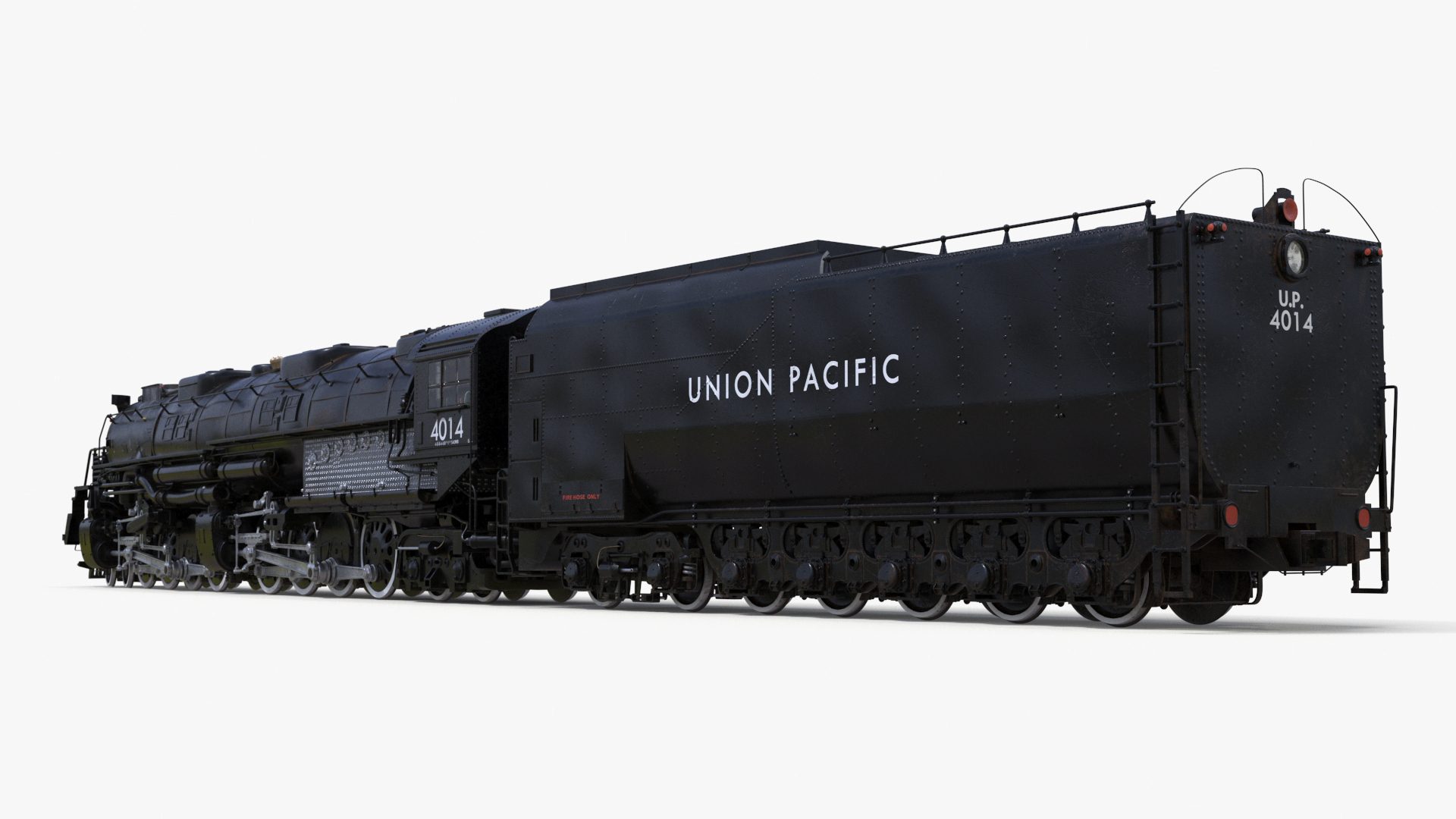 3D model Locomotive Big Boy with Trailed Tender Rigged